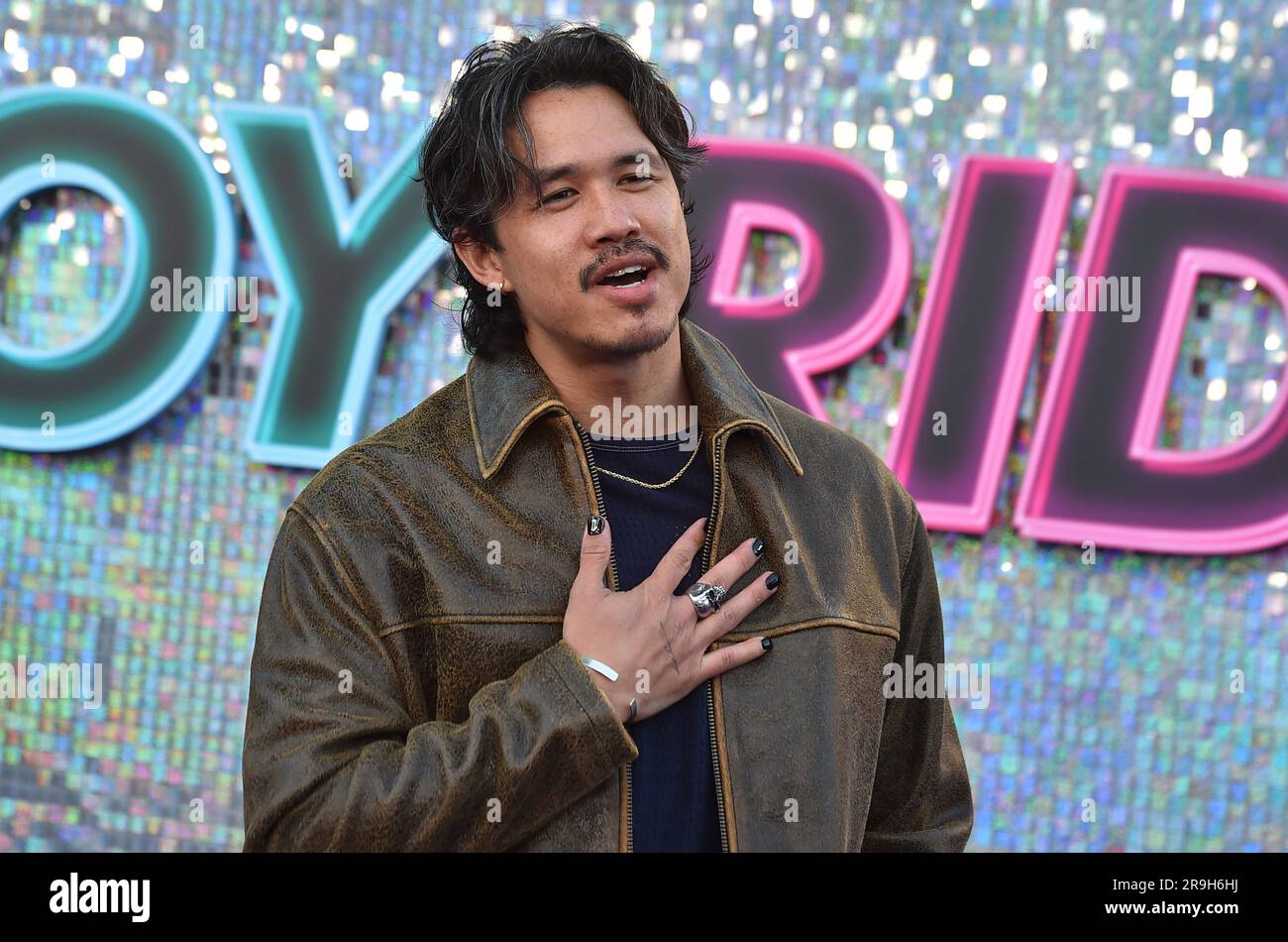 Alexander Hodge arrives at the Los Angeles premiere of "Joy Ride