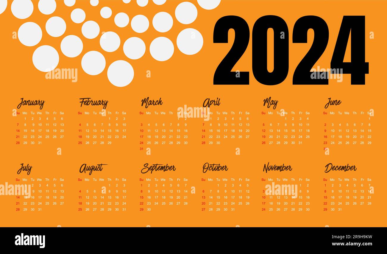 Calendar 2024 template vector, simple minimal design, international Planner  2024 year, Wall 2024 year, Week Starts Sunday, Set of 12 calendar Stock  Vector Image & Art - Alamy