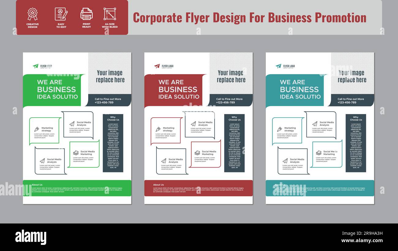Business Flyer Corporate Flyer Template poster flyer brochure cover design layout space for photo background, vector illustration template in A4 size Stock Vector