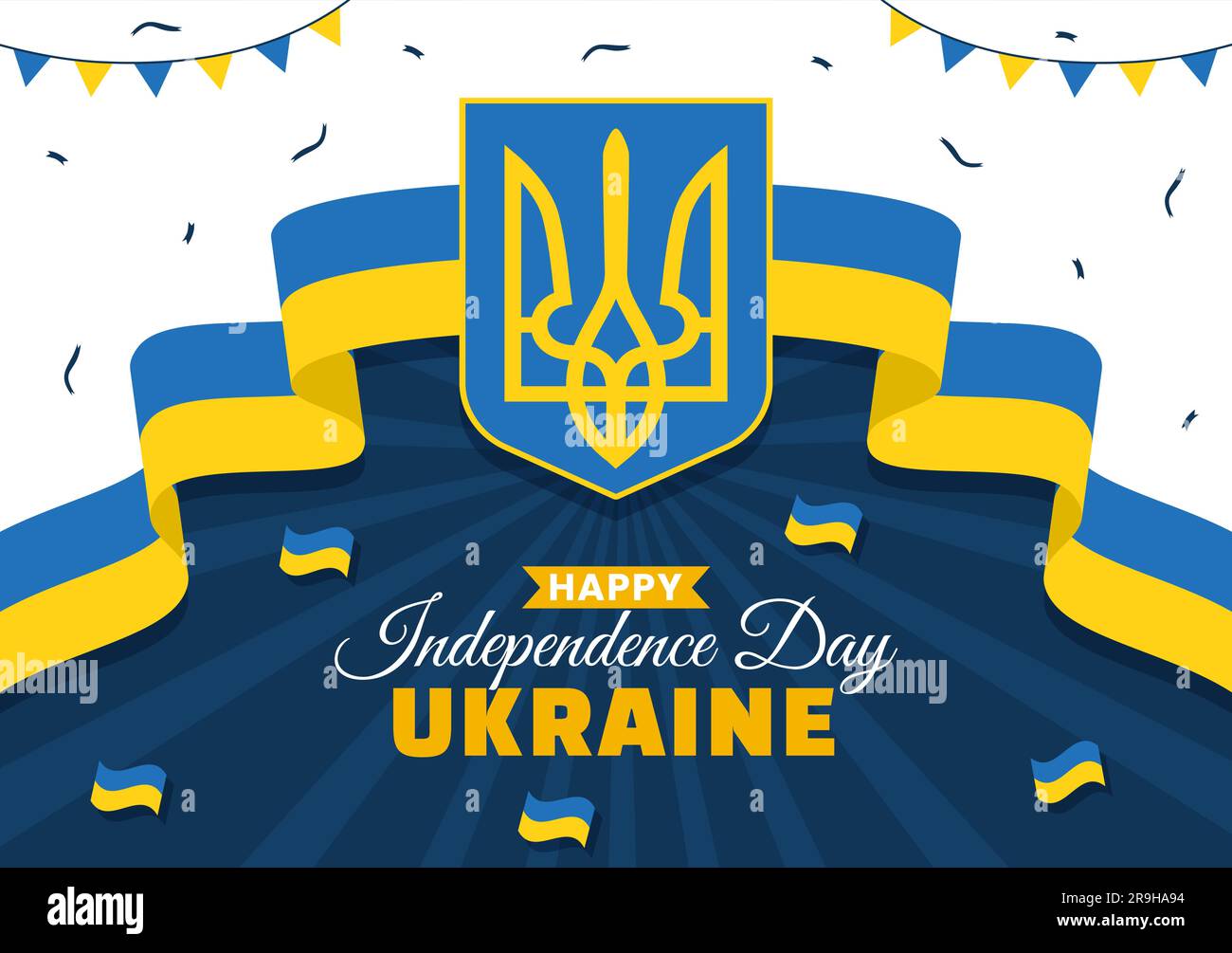 Happy Ukraine Independence Day Vector Illustration on 24 August with Ukrainian Flag Background in National Holiday Flat Cartoon Hand Drawn Templates Stock Vector