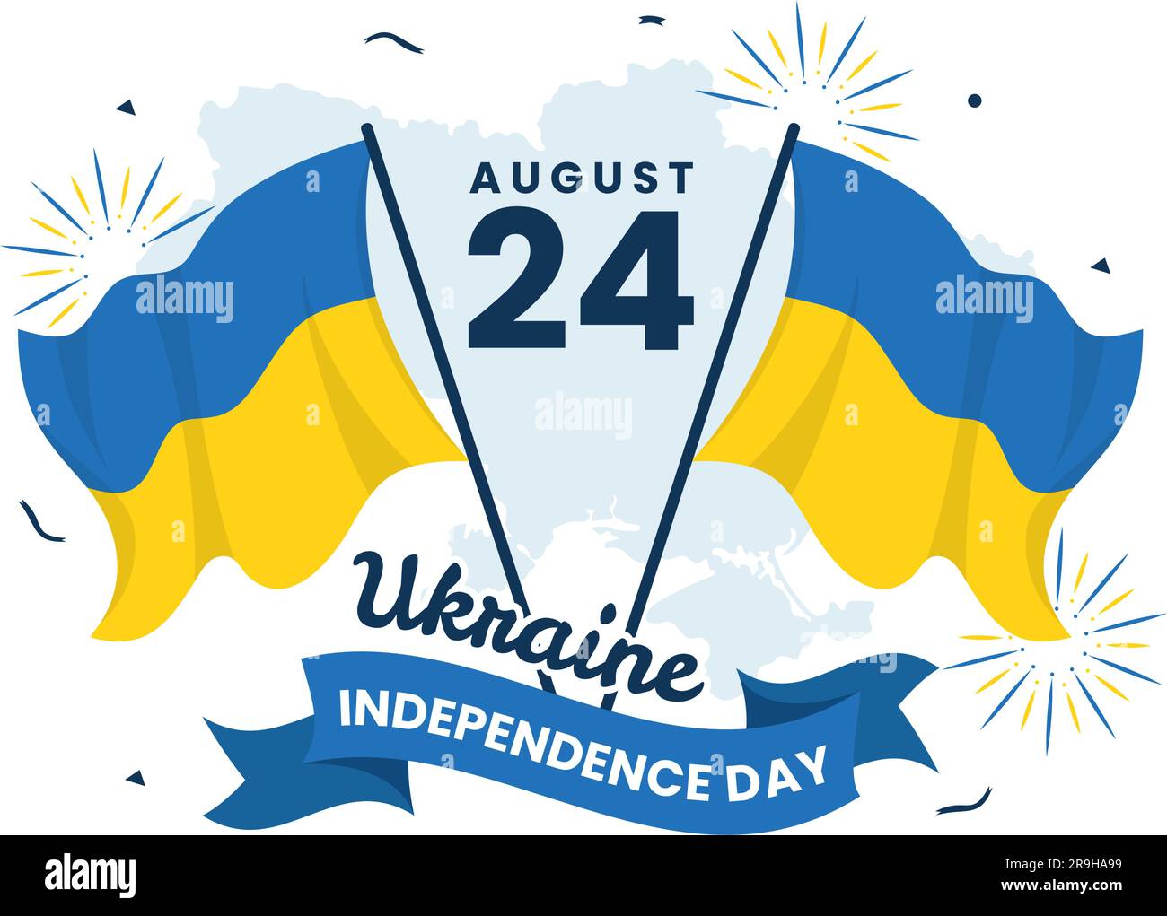 Happy Ukraine Independence Day Vector Illustration on 24 August with Ukrainian Flag Background in National Holiday Flat Cartoon Hand Drawn Templates Stock Vector