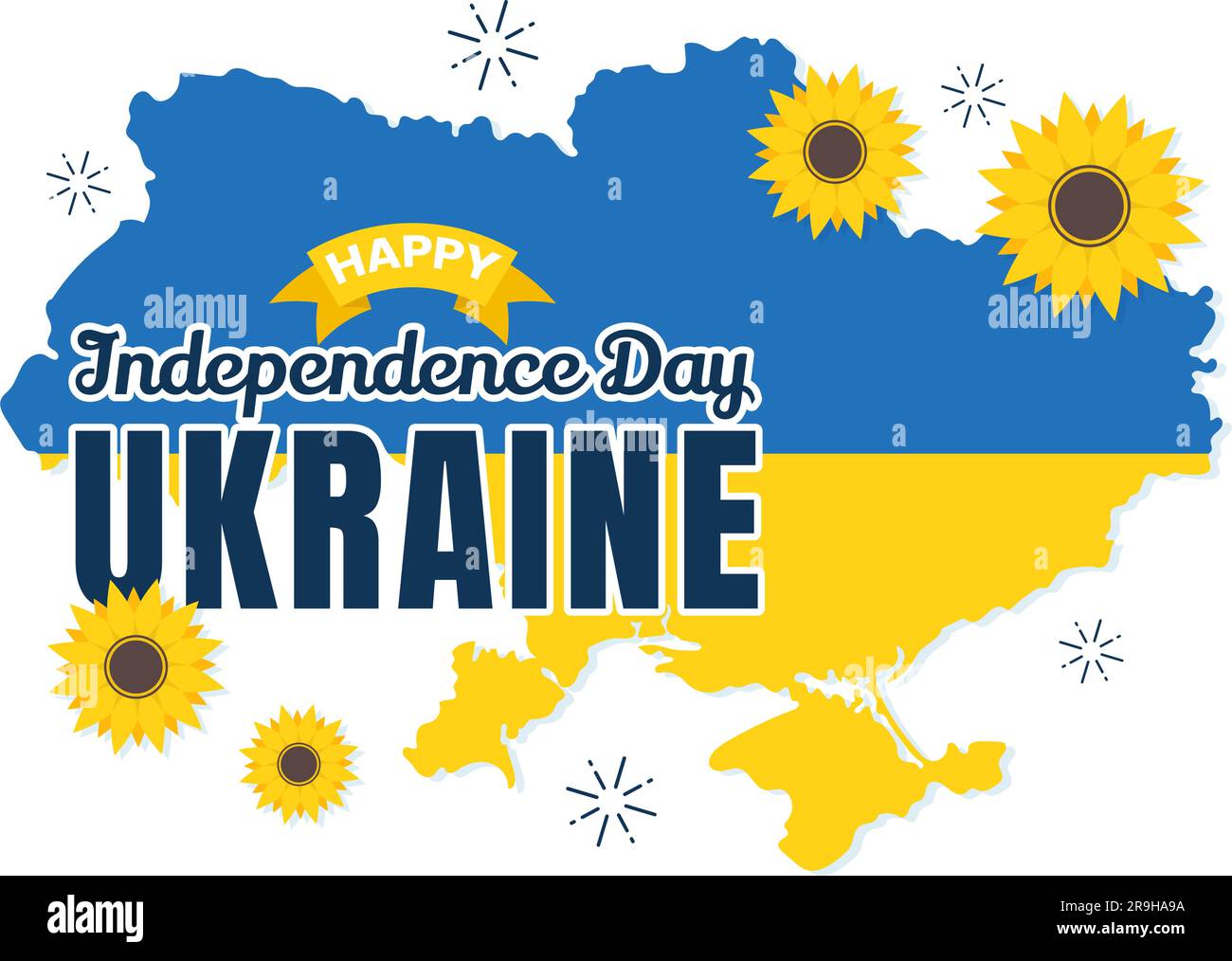 Happy Ukraine Independence Day Vector Illustration on 24 August with Ukrainian Flag Background in National Holiday Flat Cartoon Hand Drawn Templates Stock Vector