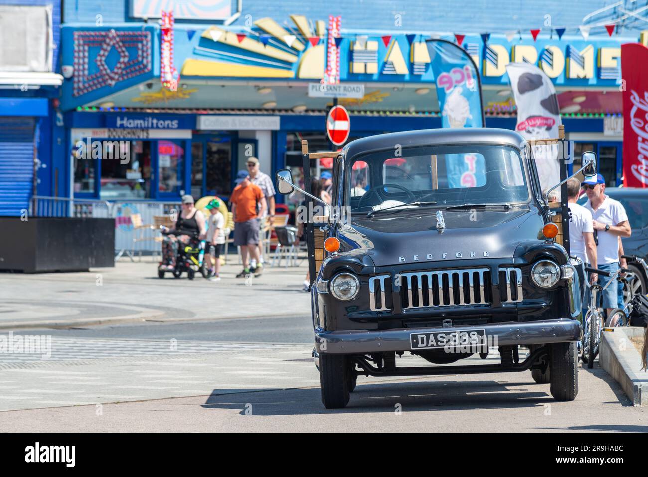1960 Bedford J Type truck on display after the London to Southend classic car run. On show on the seafront in Southend on Sea, Essex, UK Stock Photo