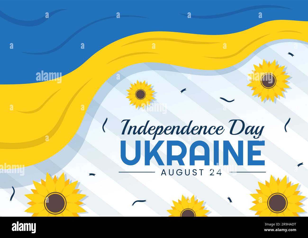 Happy Ukraine Independence Day Vector Illustration on 24 August with Ukrainian Flag Background in National Holiday Flat Cartoon Hand Drawn Templates Stock Vector