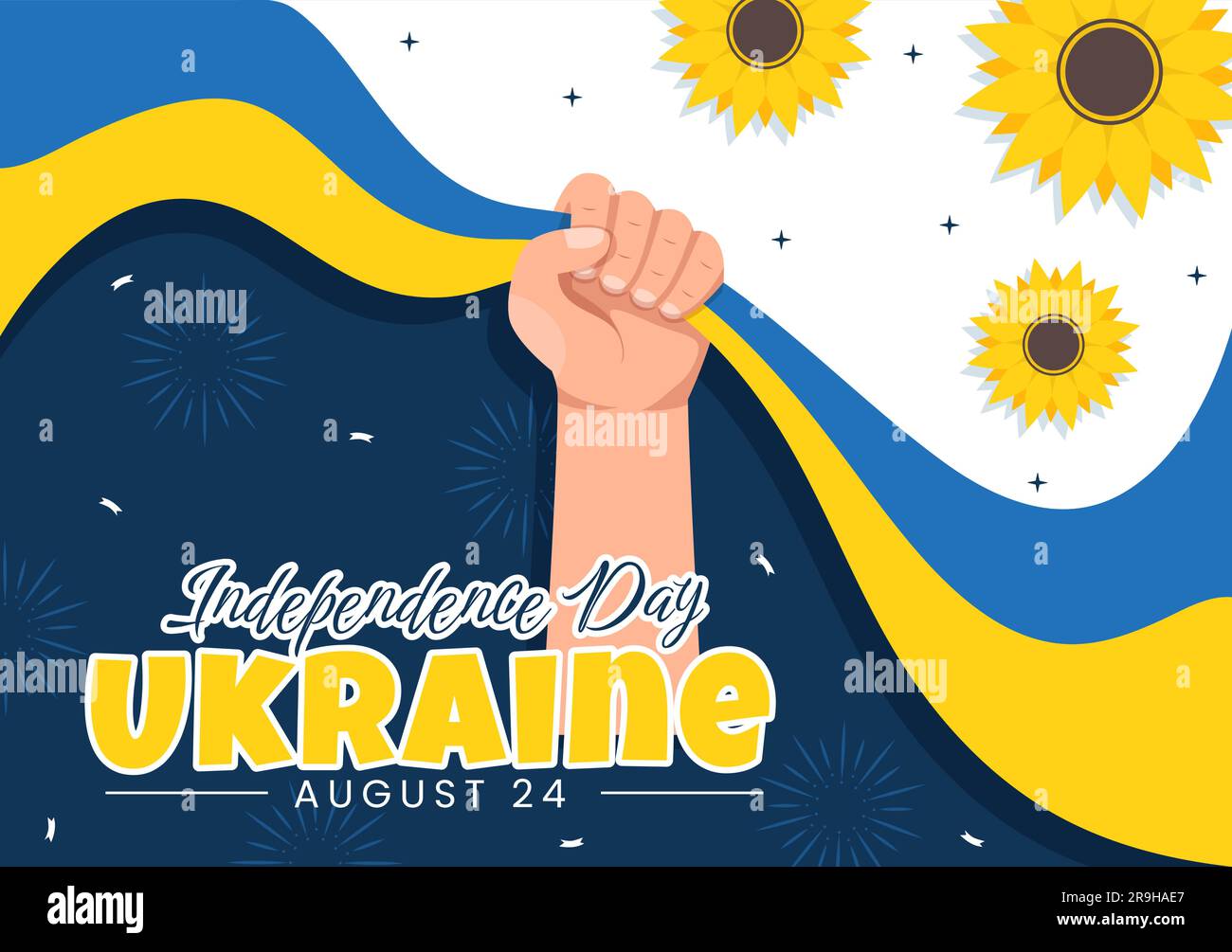 Happy Ukraine Independence Day Vector Illustration on 24 August with Ukrainian Flag Background in National Holiday Flat Cartoon Hand Drawn Templates Stock Vector