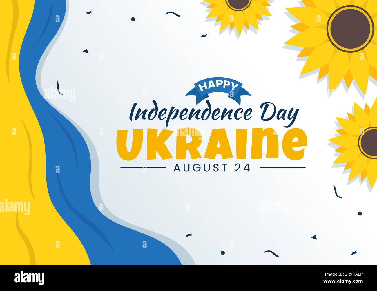 Happy Ukraine Independence Day Vector Illustration on 24 August with Ukrainian Flag Background in National Holiday Flat Cartoon Hand Drawn Templates Stock Vector