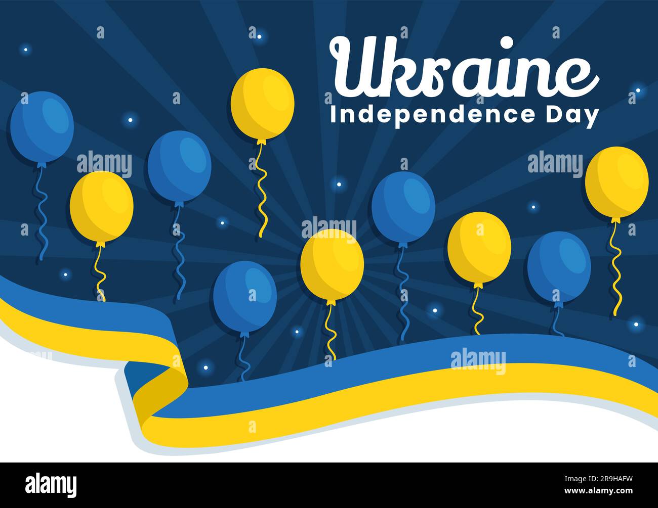 Happy Ukraine Independence Day Vector Illustration on 24 August with Ukrainian Flag Background in National Holiday Flat Cartoon Hand Drawn Templates Stock Vector