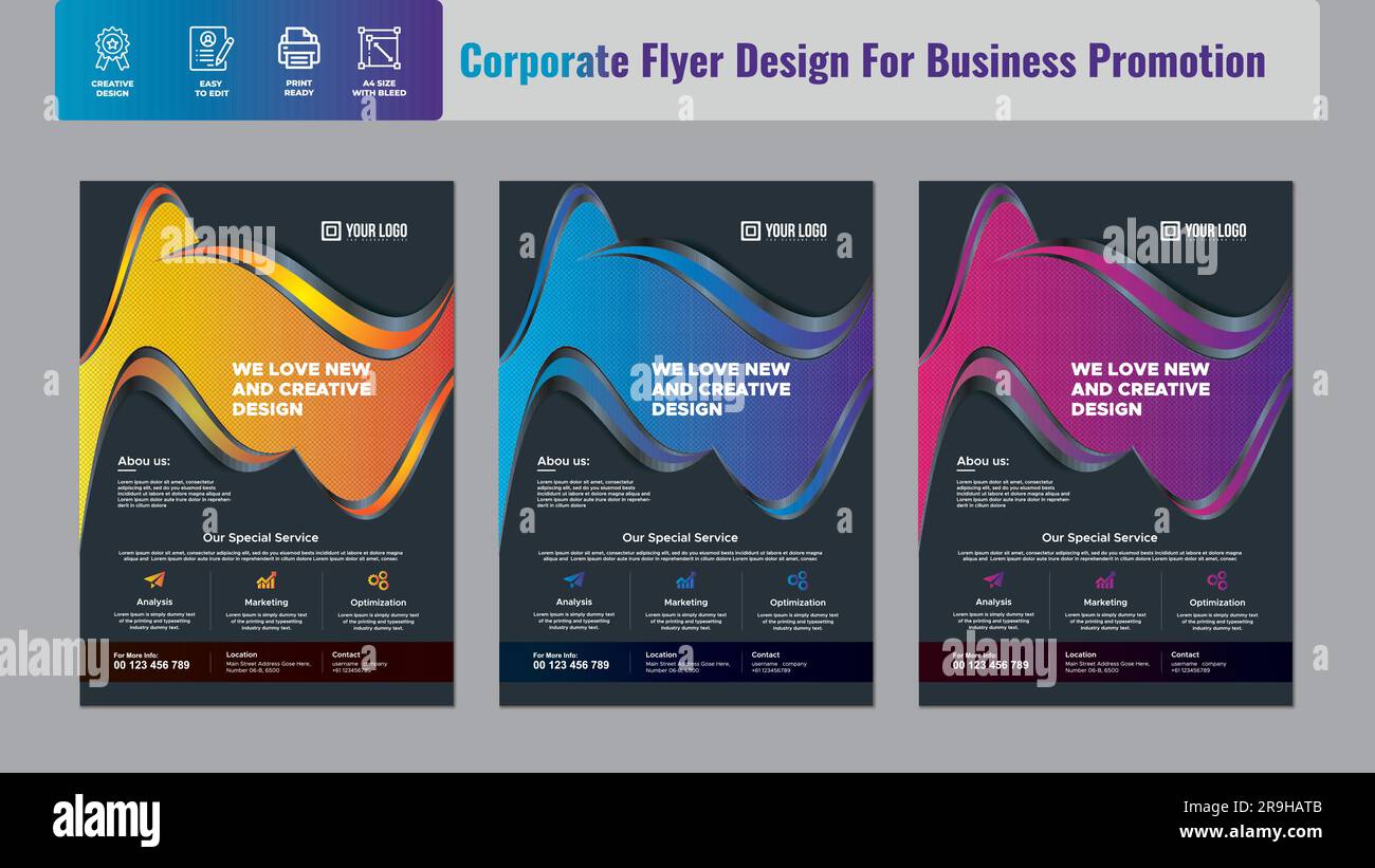 Business Flyer Corporate Flyer Template poster flyer brochure cover design layout space for photo background, vector illustration template in A4 size Stock Vector