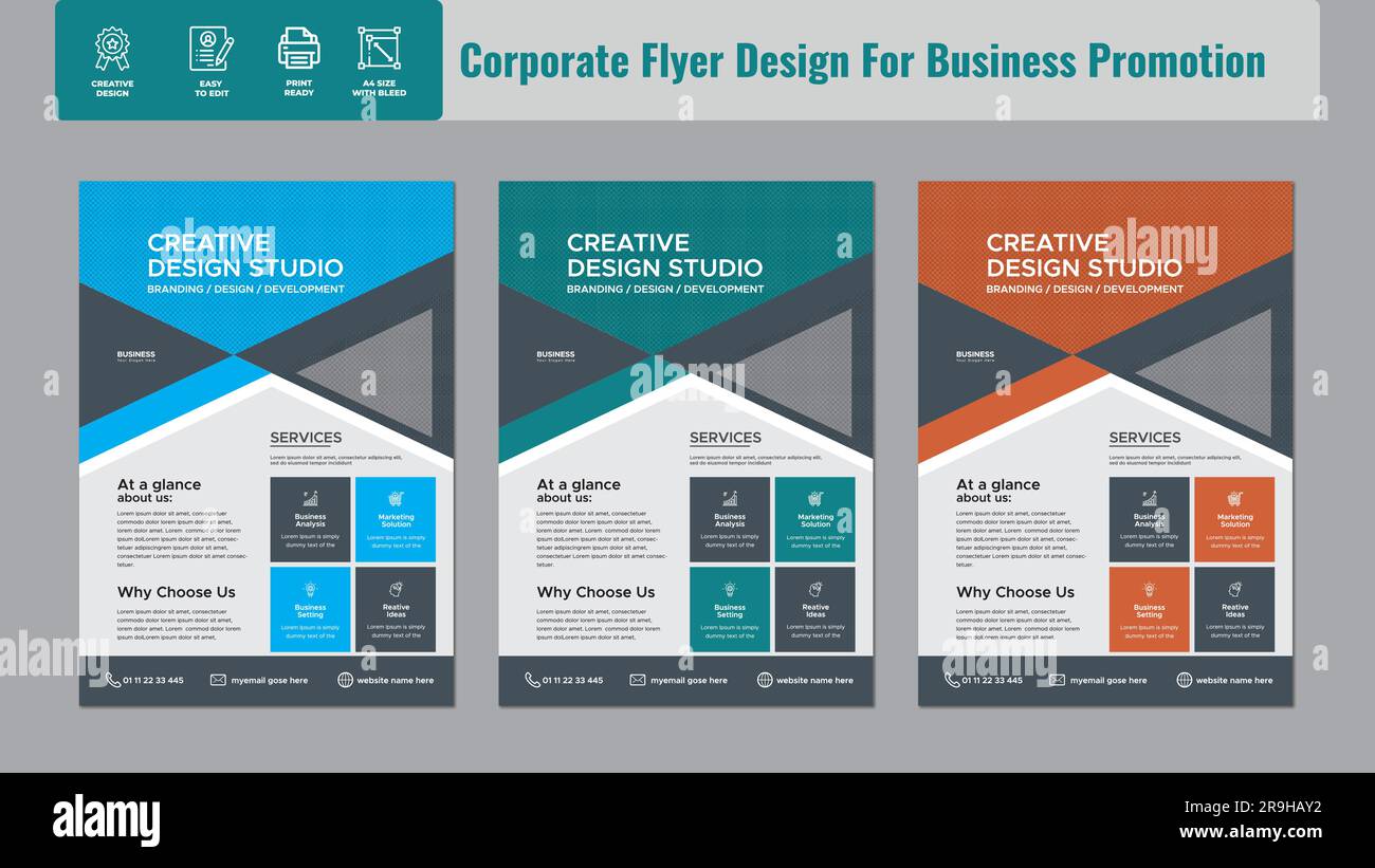 Business Flyer Corporate Flyer Template poster flyer brochure cover design layout space for photo background, vector illustration template in A4 size Stock Vector