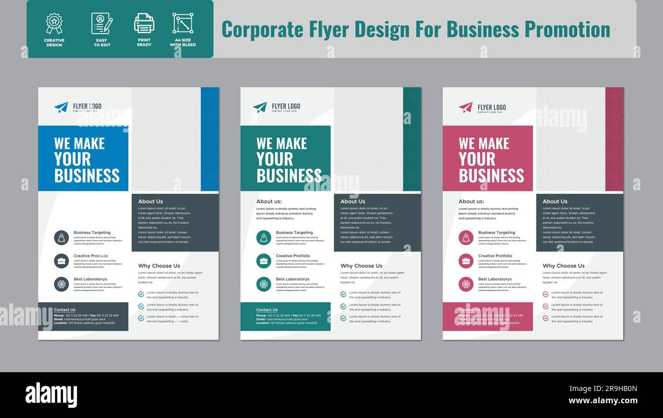 Business Flyer Corporate Flyer Template poster flyer brochure cover design layout space for photo background, vector illustration template in A4 size Stock Vector