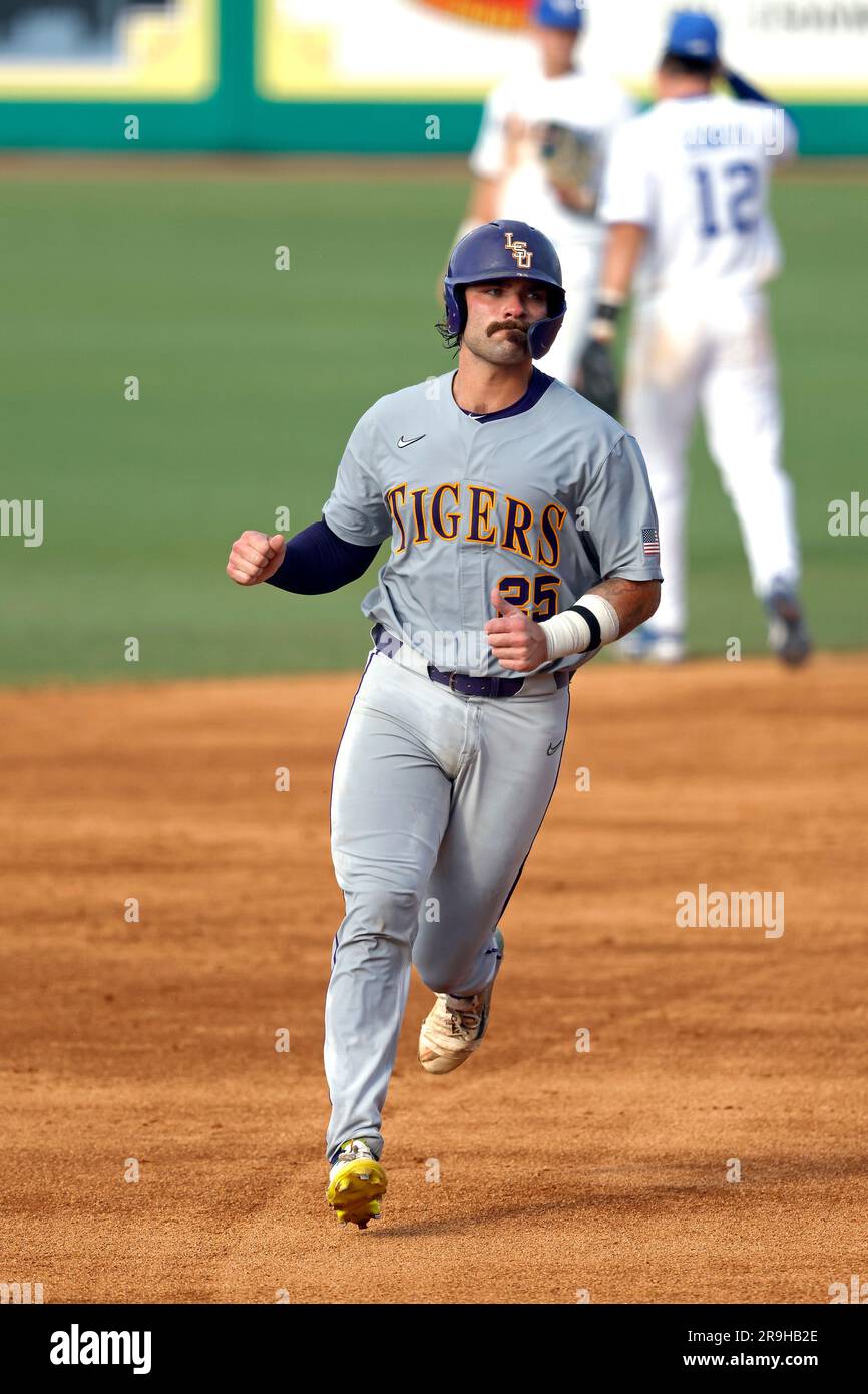 LSU catcher Hayden Travinski (25) during an NCAA college baseball tournament super regional game