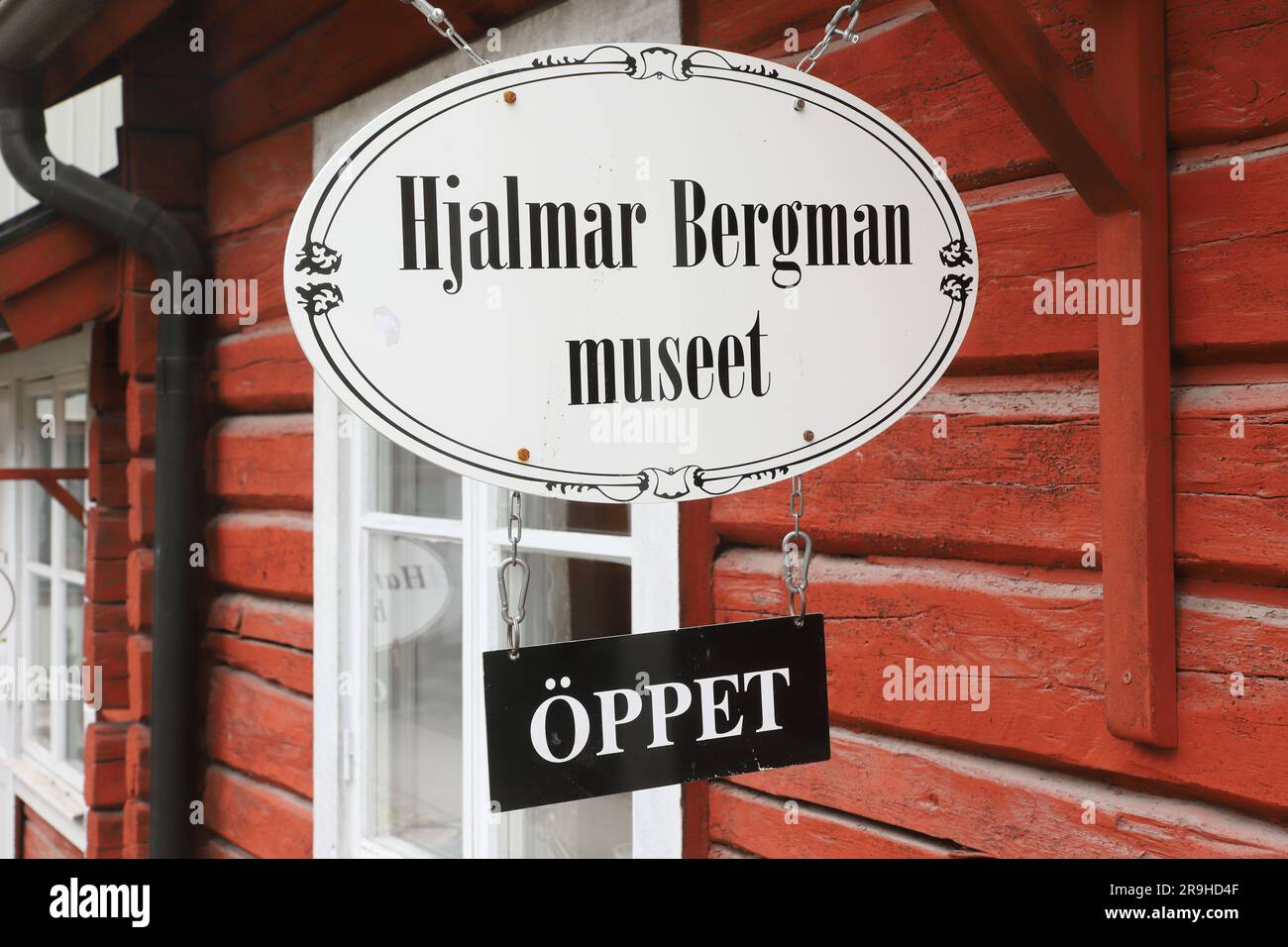 Orebro, Sweden - May 17, 2023: Sign at the authour Hjalmar Bergm,an ...