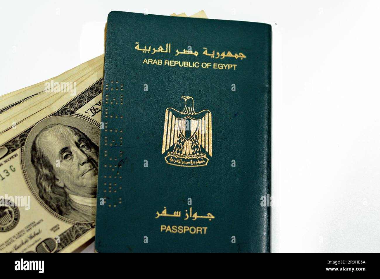 Egyptian passport with American dollars of 100 one hundred United