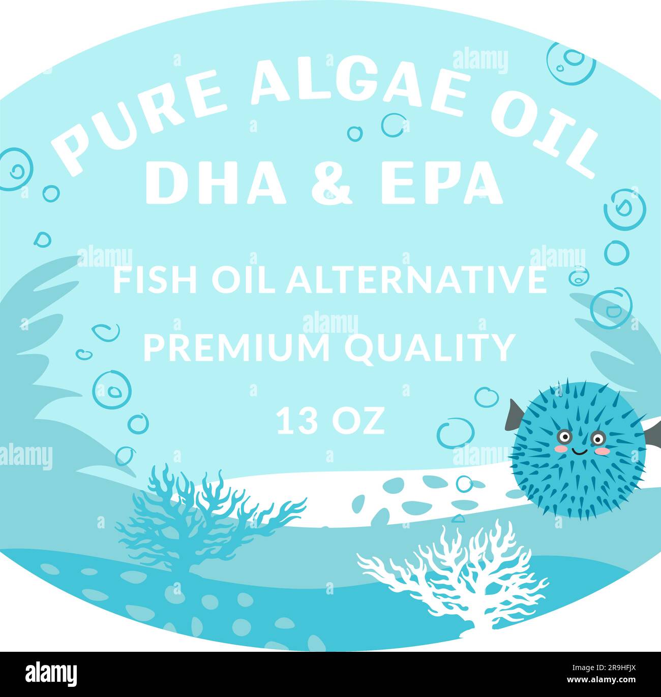 Pure algae oil dha and epa, fish alternatives Stock Vector