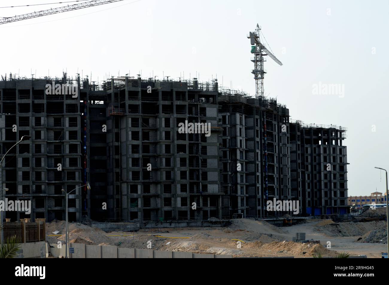 Giza, Egypt, June 16 2023 A construction site of new high rise in