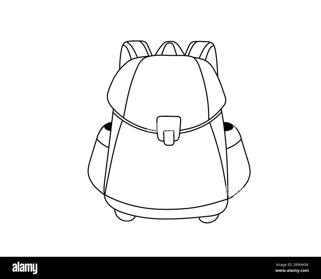 School backpack in simple line style.Vector illustration Stock Vector