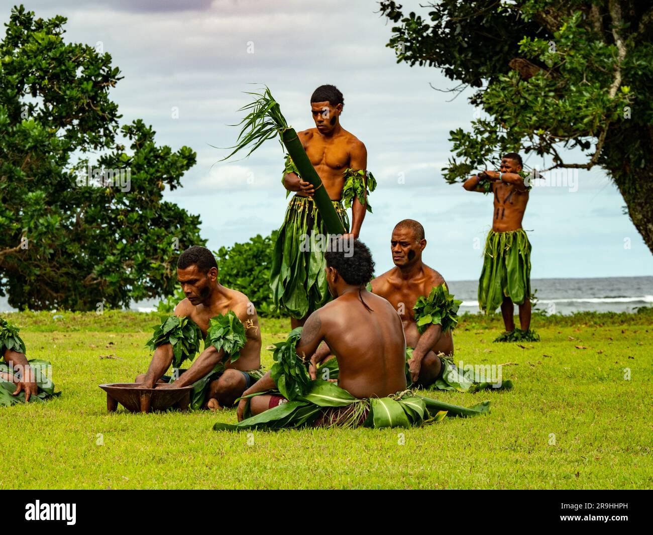 A traditional kava ceremony in the Fijian village of Waitabu, Taveuni ...