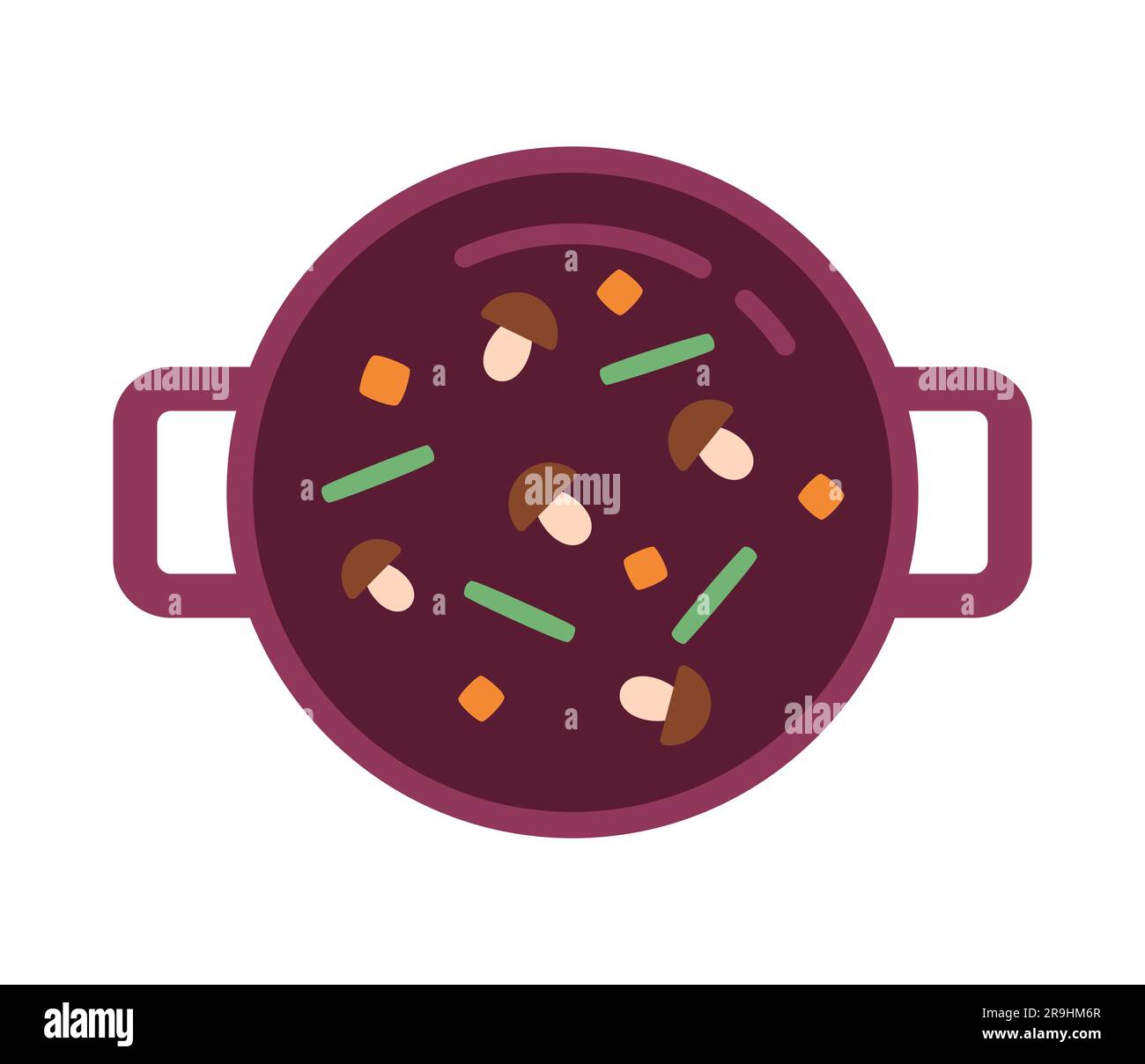 Top view on vegetables in pot semi flat colour vector object Stock Vector