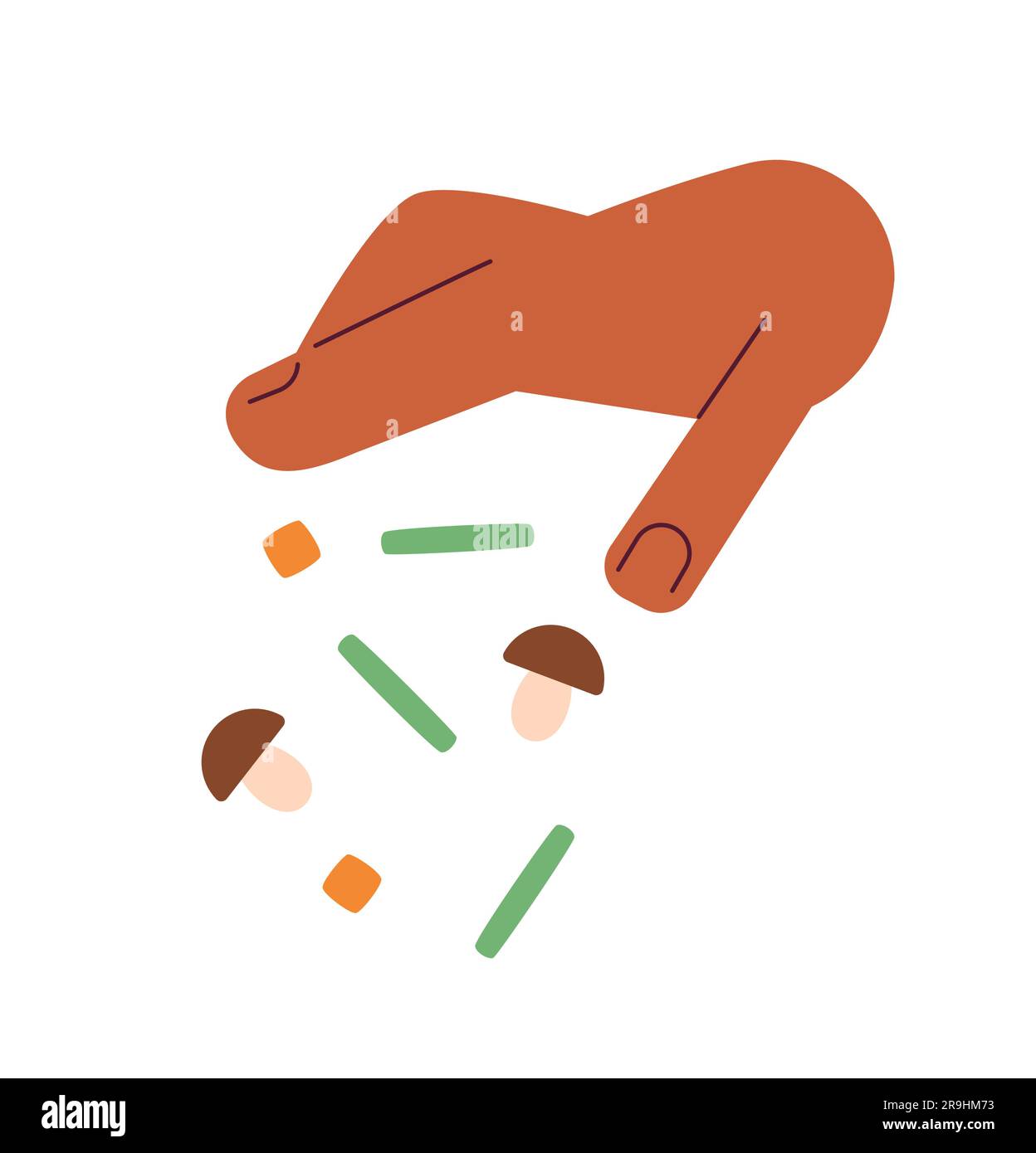 Hand pour vegetables semi flat colour vector object Stock Vector