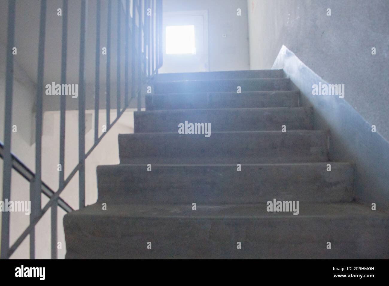 Grey and white staircase in a house Stock Photo Alamy