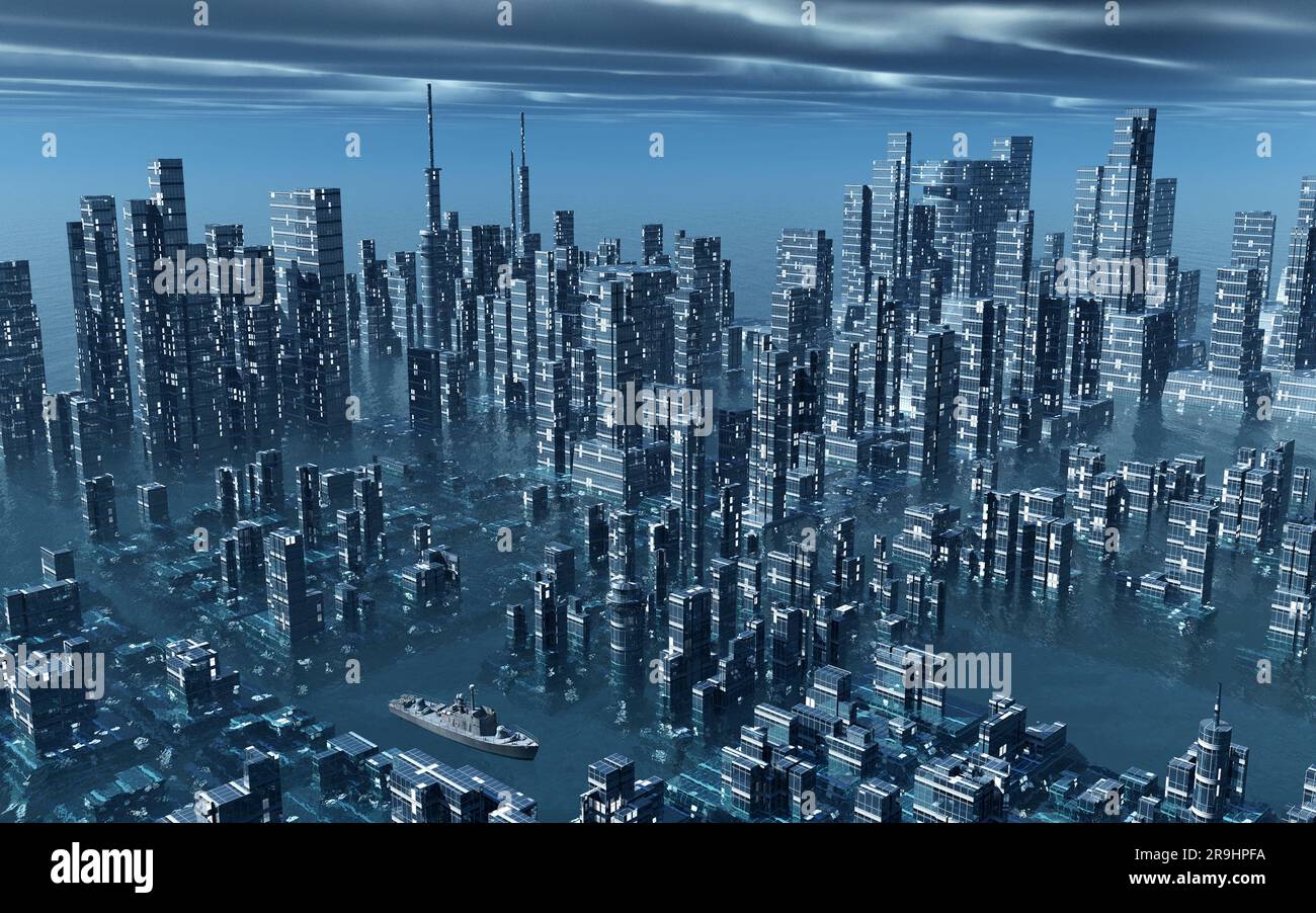 Flooded City Stock Photo