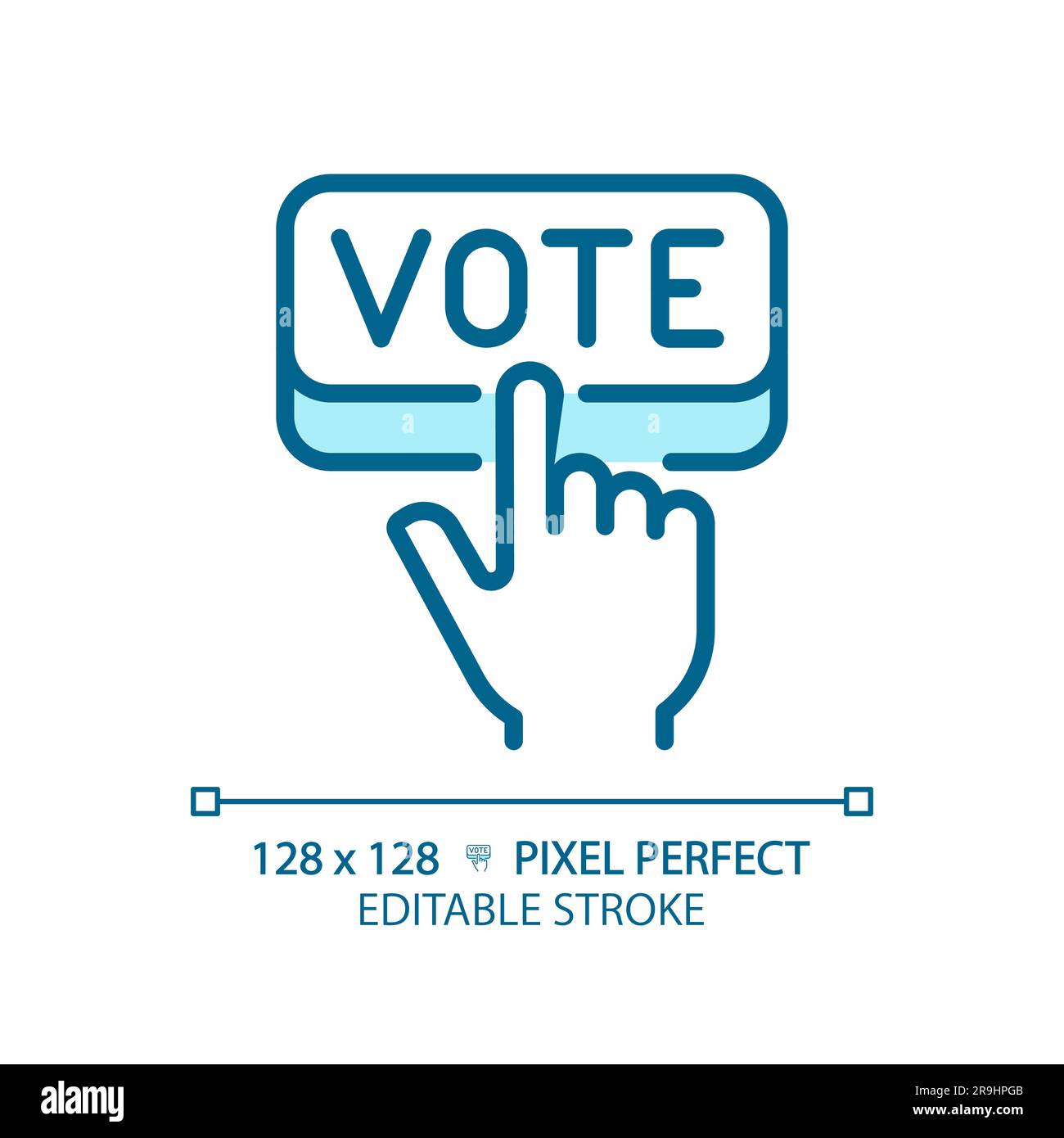 Editable pixel perfect blue hand voting icon Stock Vector