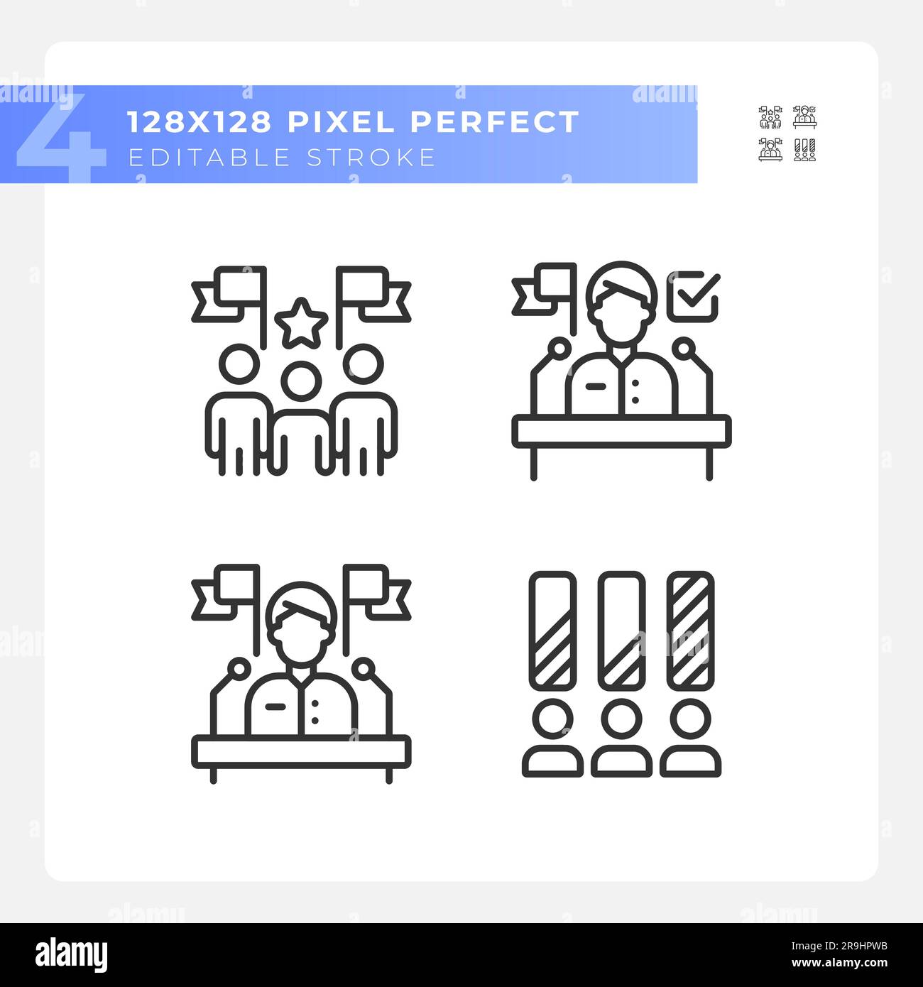 Editable various voting thin line icons Stock Vector