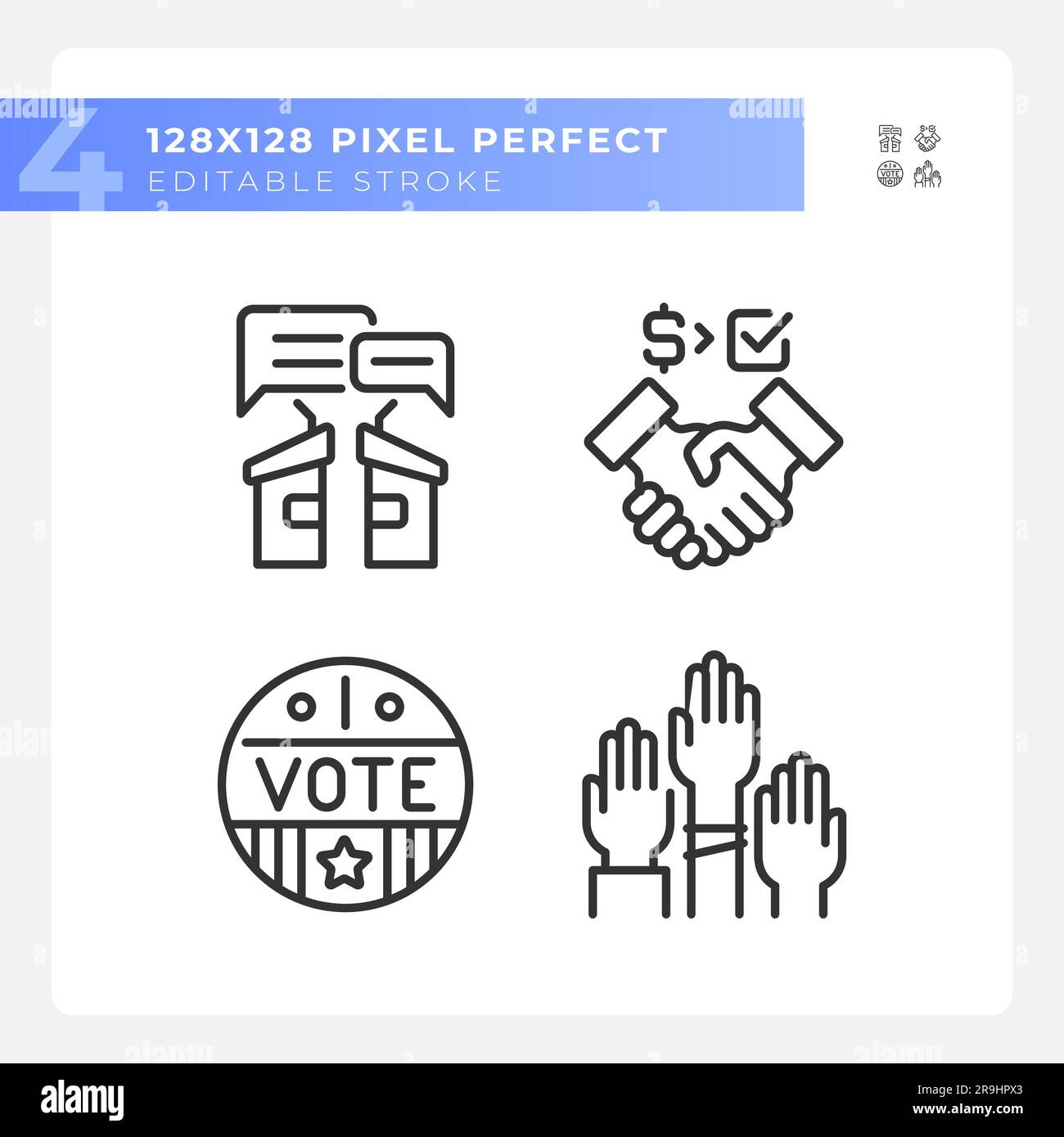 Pixel perfect voting thin line icons Stock Vector