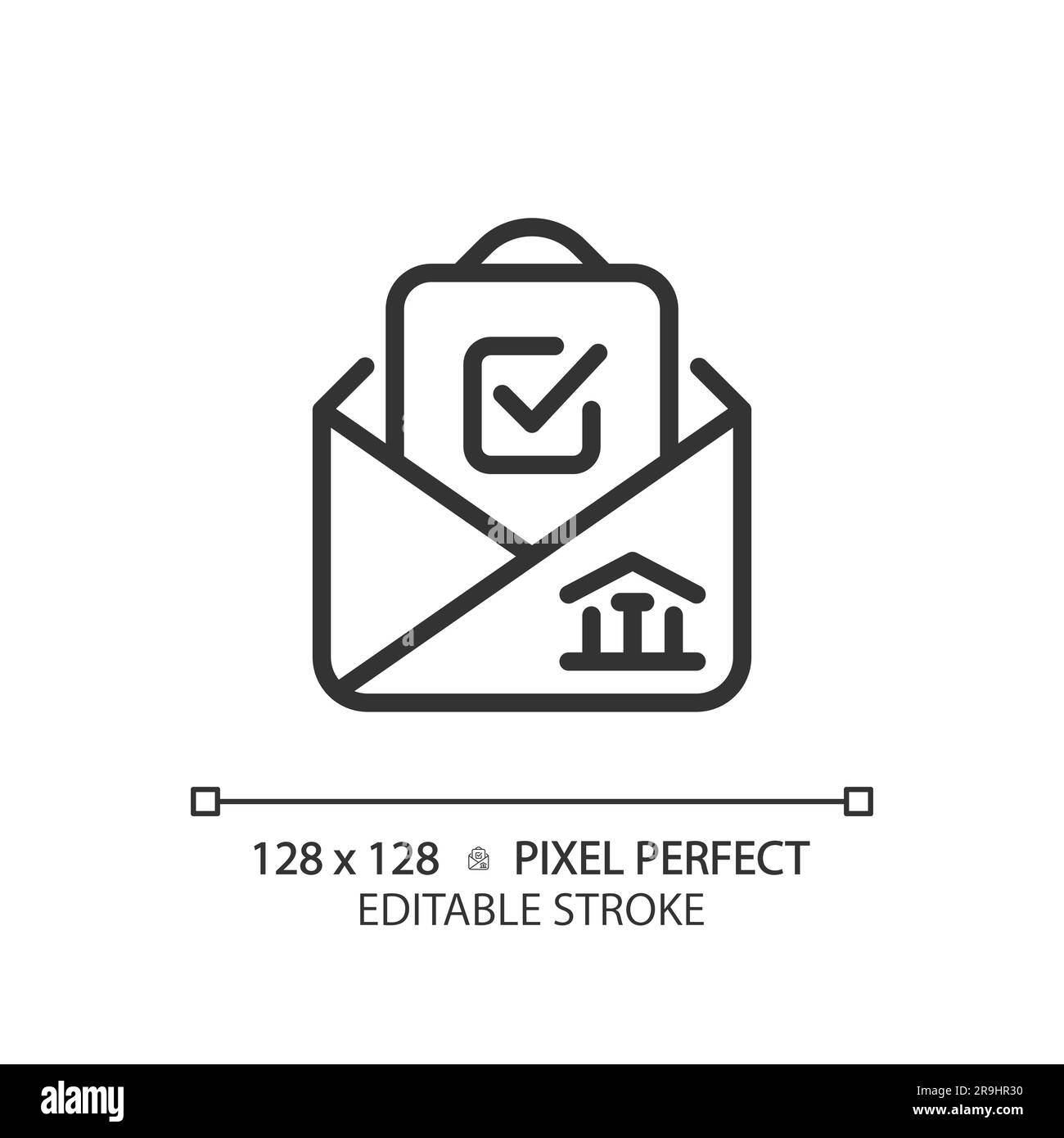 2D thin line icon with checkmark and envelope Stock Vector