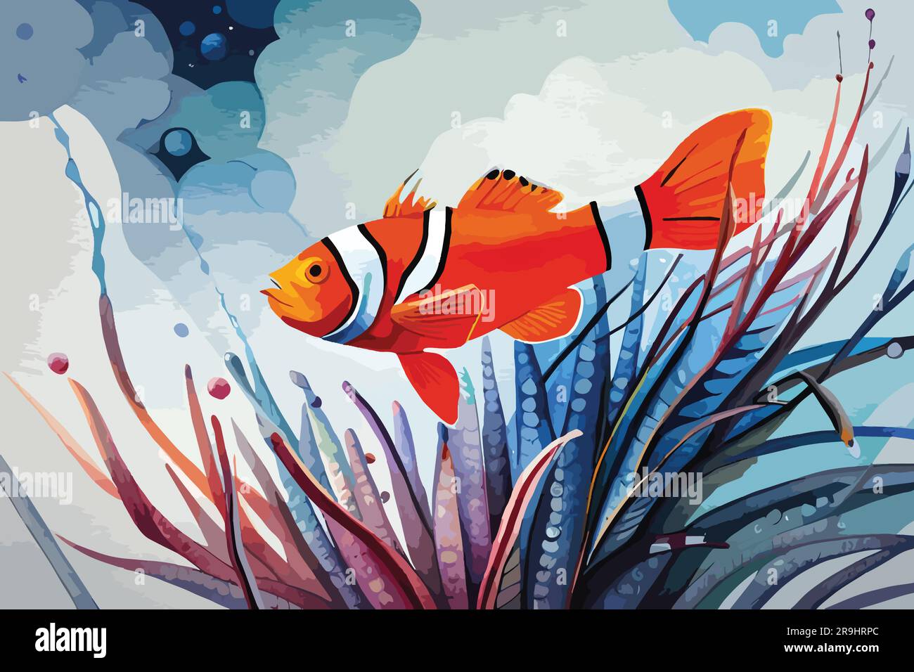 Clownfish watercolor art and illustration Stock Vector Image & Art - Alamy