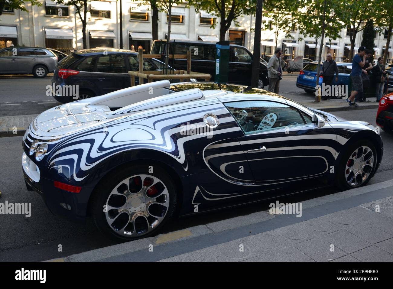 Bugatti Veyron 'l'Or Blanc' ('White gold') parked in Paris, april 2015 18th. Created by Bugatti and the royal manufactury of porcelain of Berlin. Stock Photo