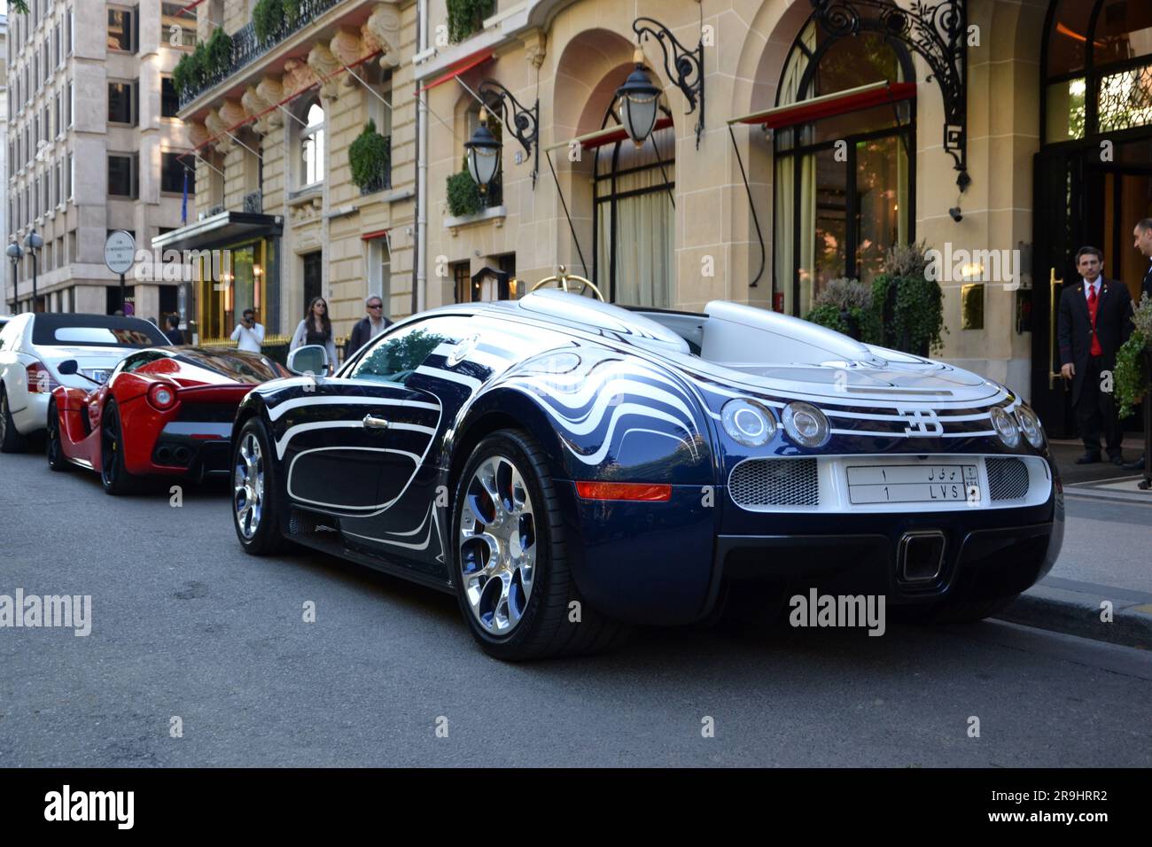 Bugatti Veyron 'l'Or Blanc' ('White gold') parked in Paris, april 2015 18th. Created by Bugatti and the royal manufactury of porcelain of Berlin. Stock Photo