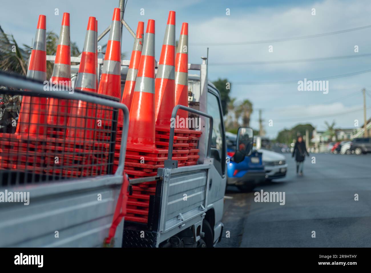 Safety cone on roadside hi-res stock photography and images - Alamy