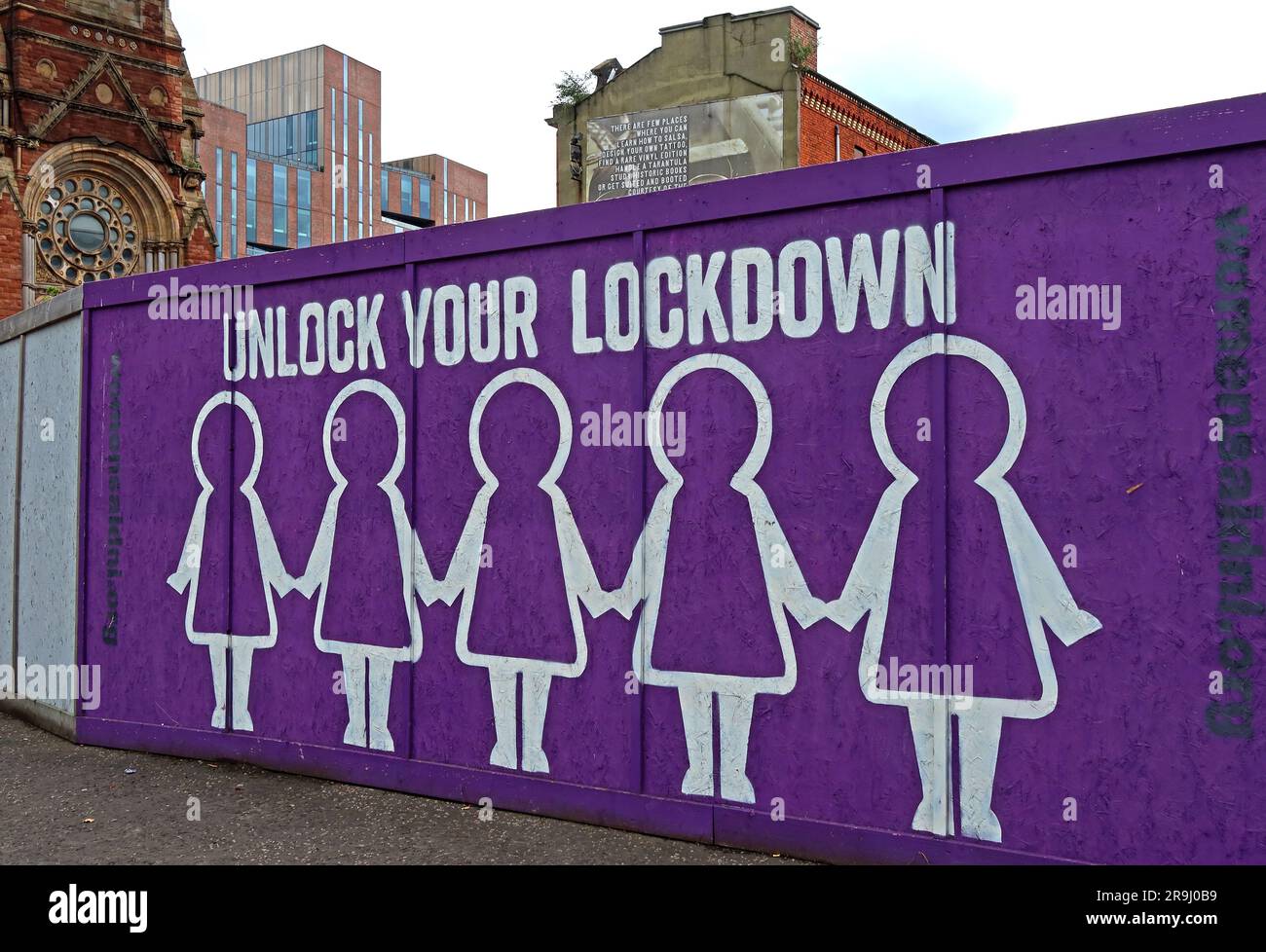 Women's Aid Federation Northern Ireland, Unlock Your Lockdown campaign, 57 Carrick Hill, Belfast, Northern Ireland, UK,  BT1 2JH Stock Photo