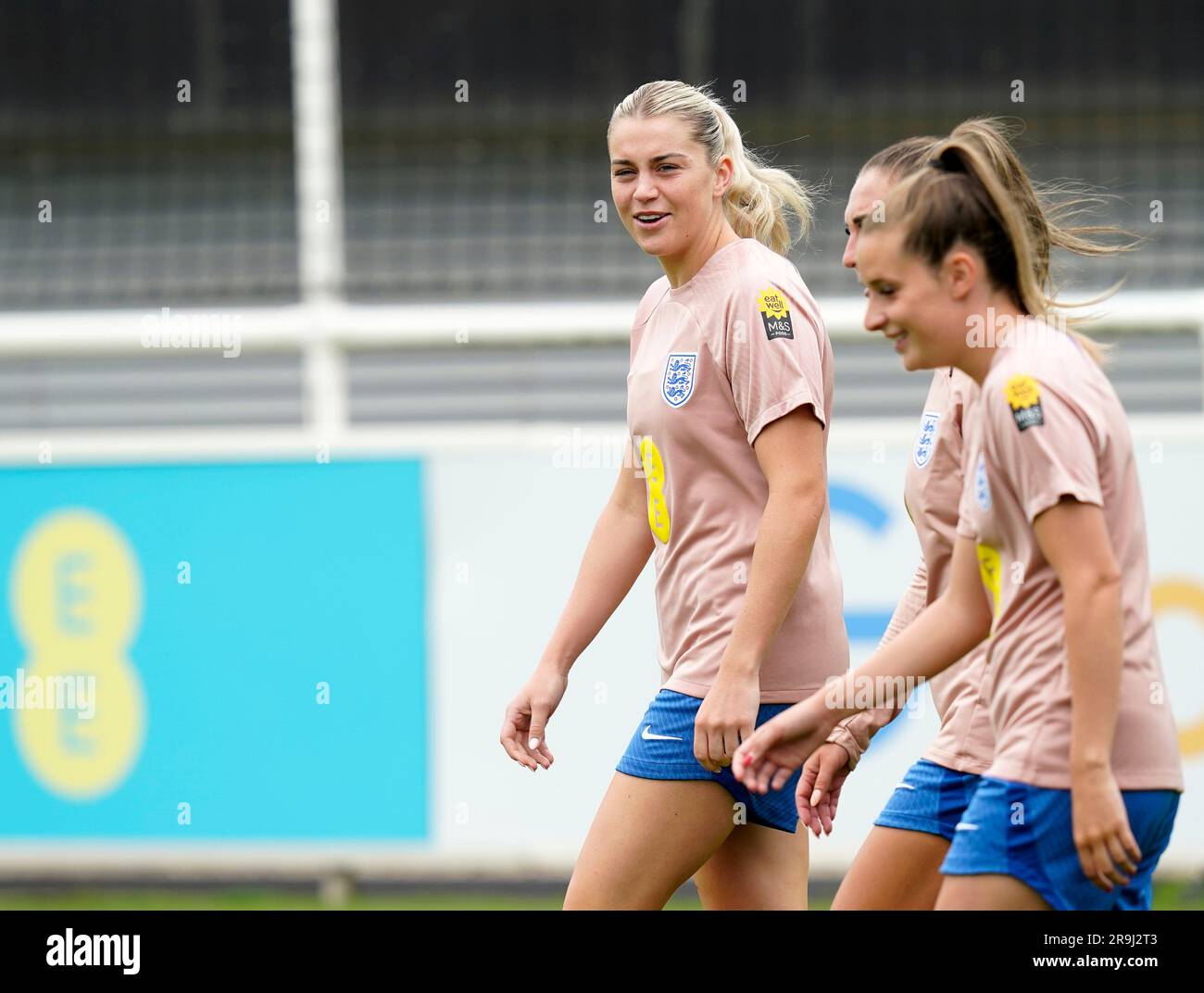 Alessia Russo, Katie Zelem and Ella Toone of England Women during an open training session at St George's Park, Burton on Trent. Picture date: 27th June 2023. Picture credit should read: Andrew Yates/Sportimage Credit: Sportimage Ltd/Alamy Live News Stock Photo