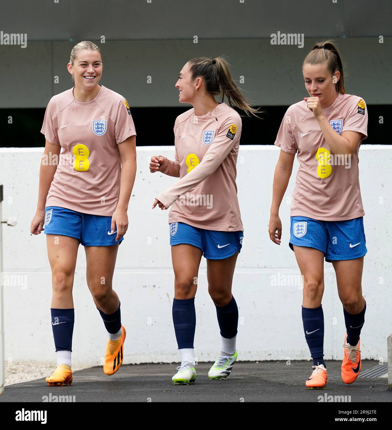 Alessia Russo, Katie Zelem and Ella Toone of England Women during an open training session at St George's Park, Burton on Trent. Picture date: 27th June 2023. Picture credit should read: Andrew Yates/Sportimage Credit: Sportimage Ltd/Alamy Live News Stock Photo