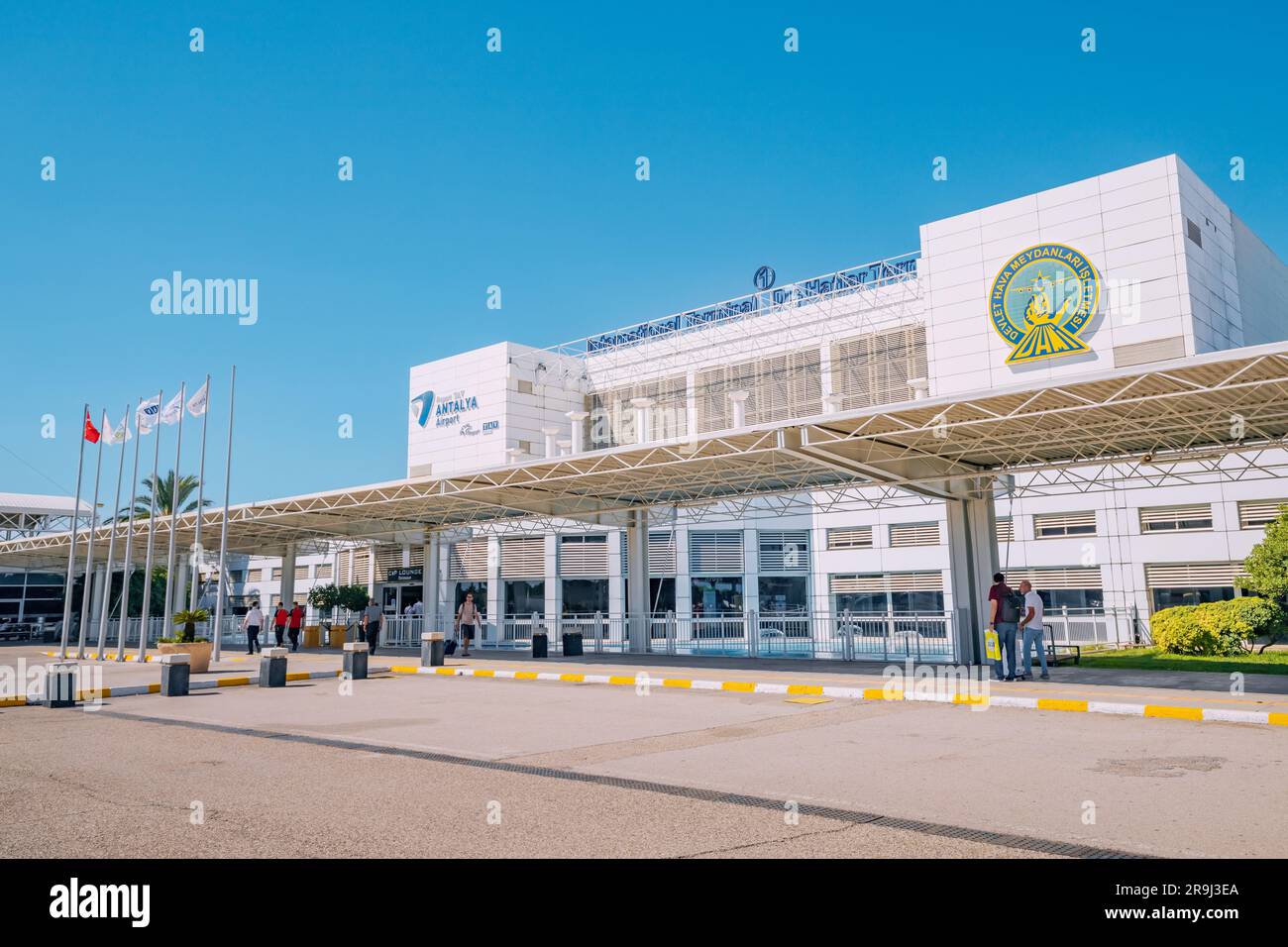 07 September 2022, Antalya, Turkey: Arrival international terminal of Airport. Huge tourist traffic concept Stock Photo