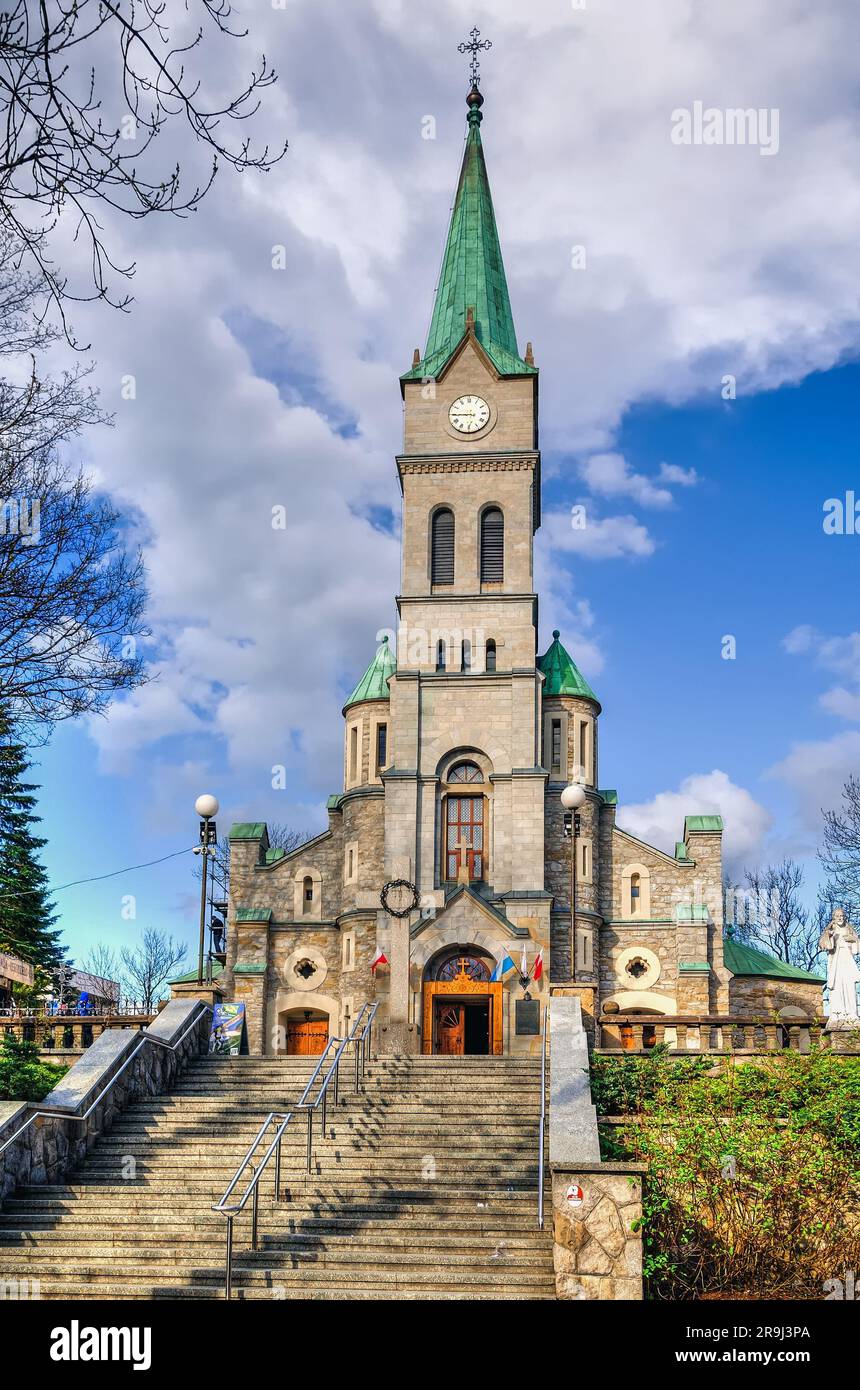 Zakopane, Poland - May 10, 2016: Catholic Holy Family Church in Krupowki Street in Zakopane, Poland. Stock Photo