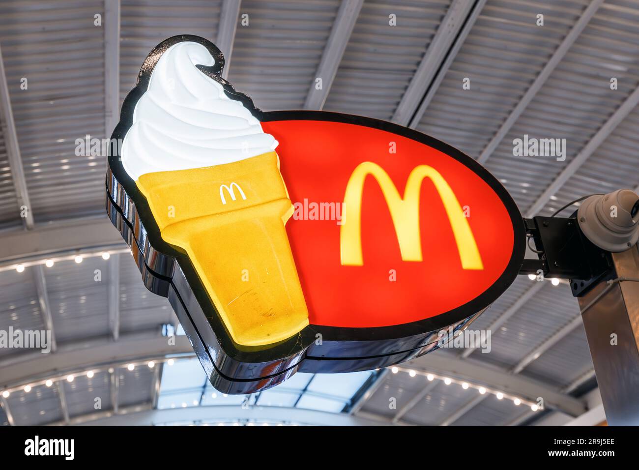17 August 2022, Antalya, Turkey McDonalds advertisement sign Stock