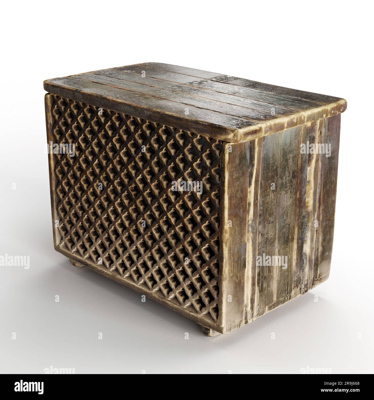 A right side view of a 3D rendered, wooden storage box Stock Photo - Alamy