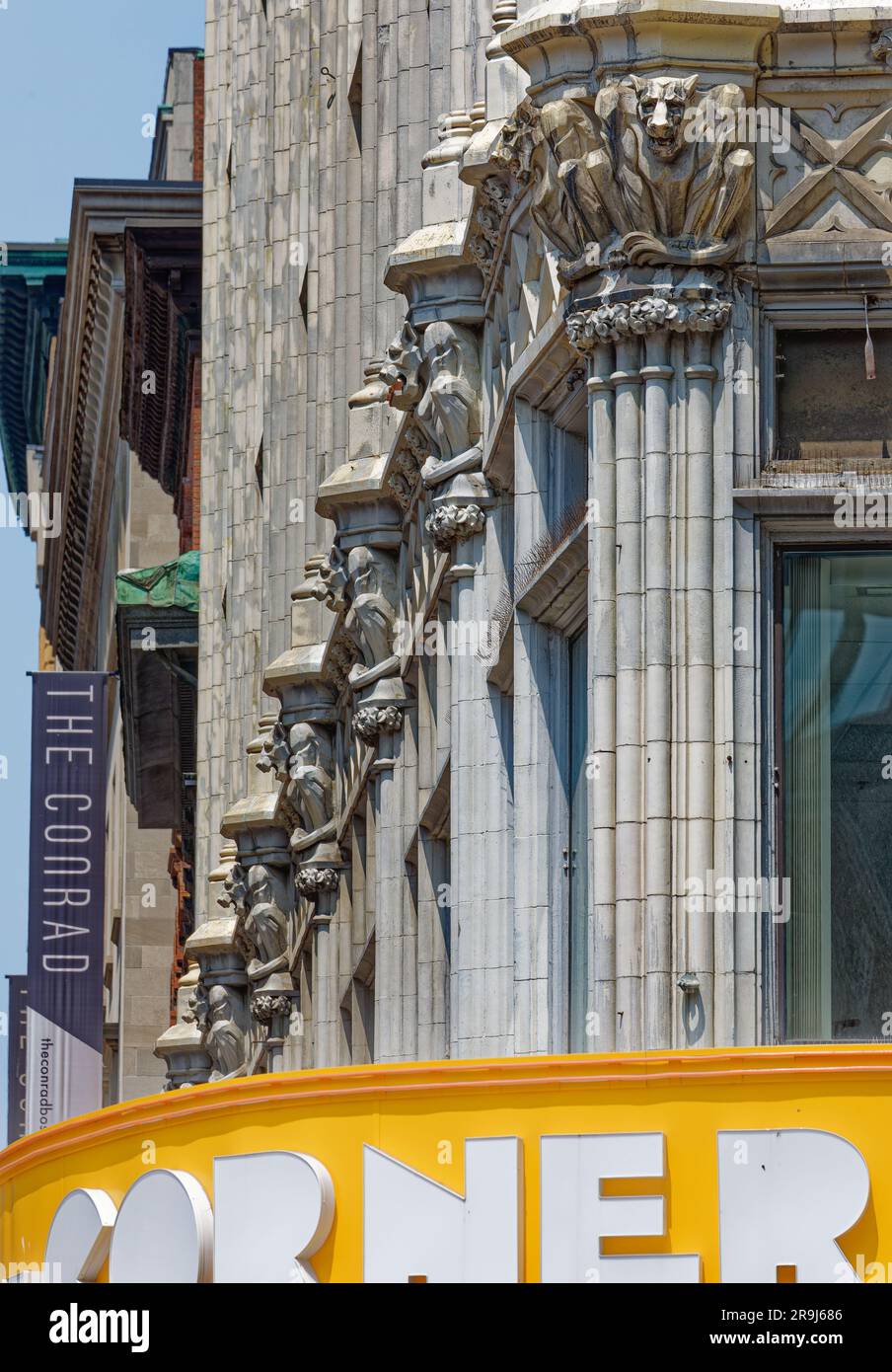 Terra cotta detailing above the second floor of Washington Street Building, Boston’s former Gilchrist Department Store. Stock Photo