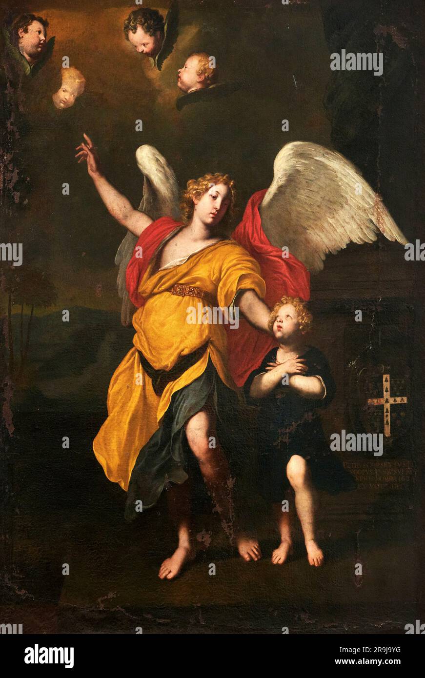 Holyart Quadro su Tela pittorica Angelo Custode con Lanterna 40x30 cm