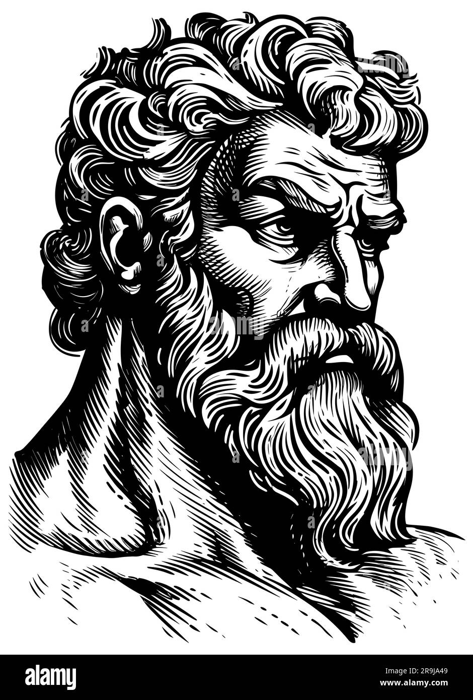 Greek Roman Portrait Linocut Stock Vector