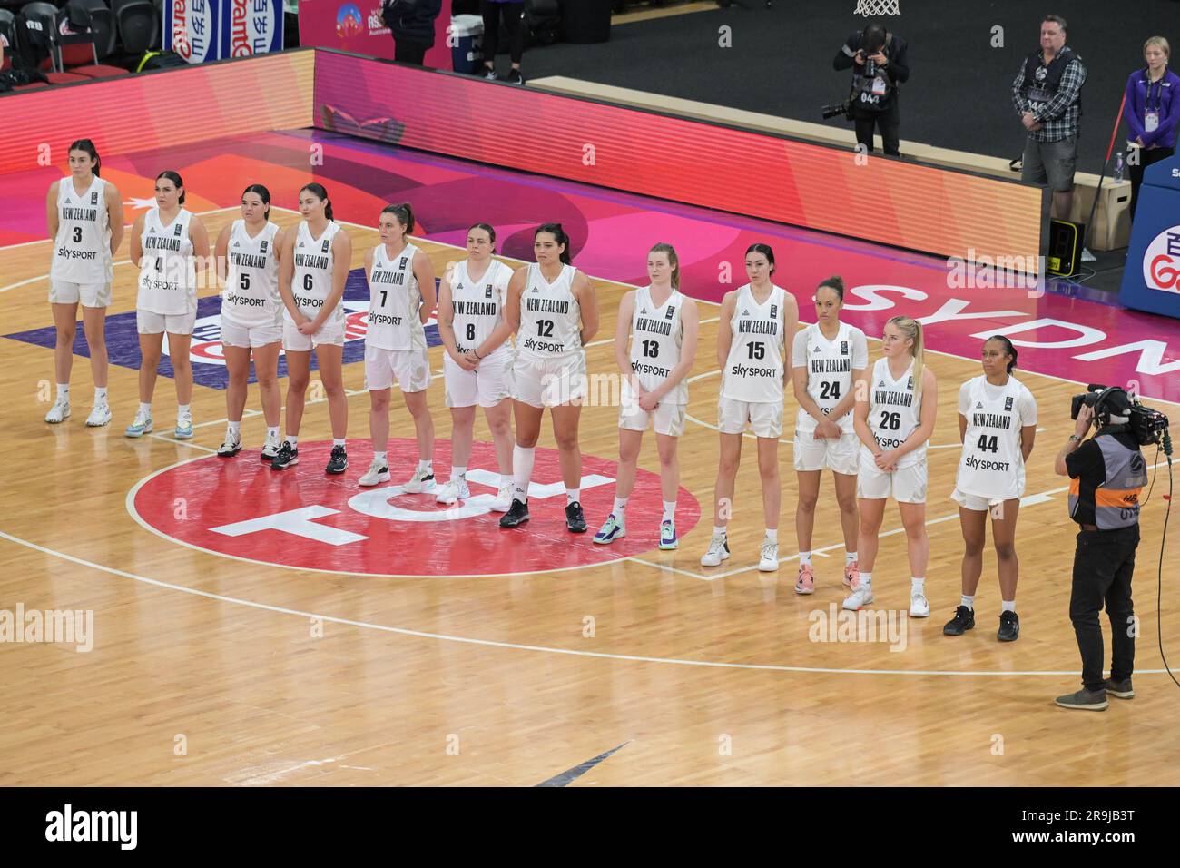 Sydney, Australia. 27th June, 2023. New Zealand Women Basketball team line up during the 2023