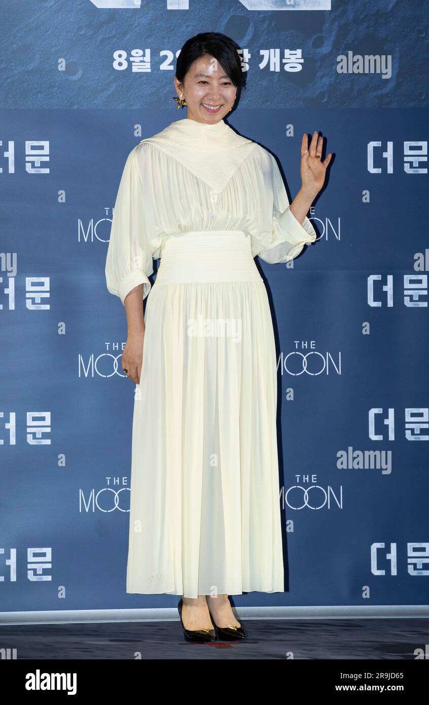 Seoul, South Korea. 27th June, 2023. South Korean actress Kim Hee-ae, photocall for the film ‘The Moon' press conference in Seoul, South Korea on Jun 27, 2023. The film will open on August 2. (Photo by Lee Young-ho/Sipa USA) Credit: Sipa USA/Alamy Live News Stock Photo