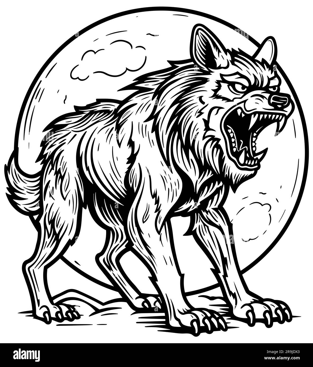 Wolf Black and White Stock Vector