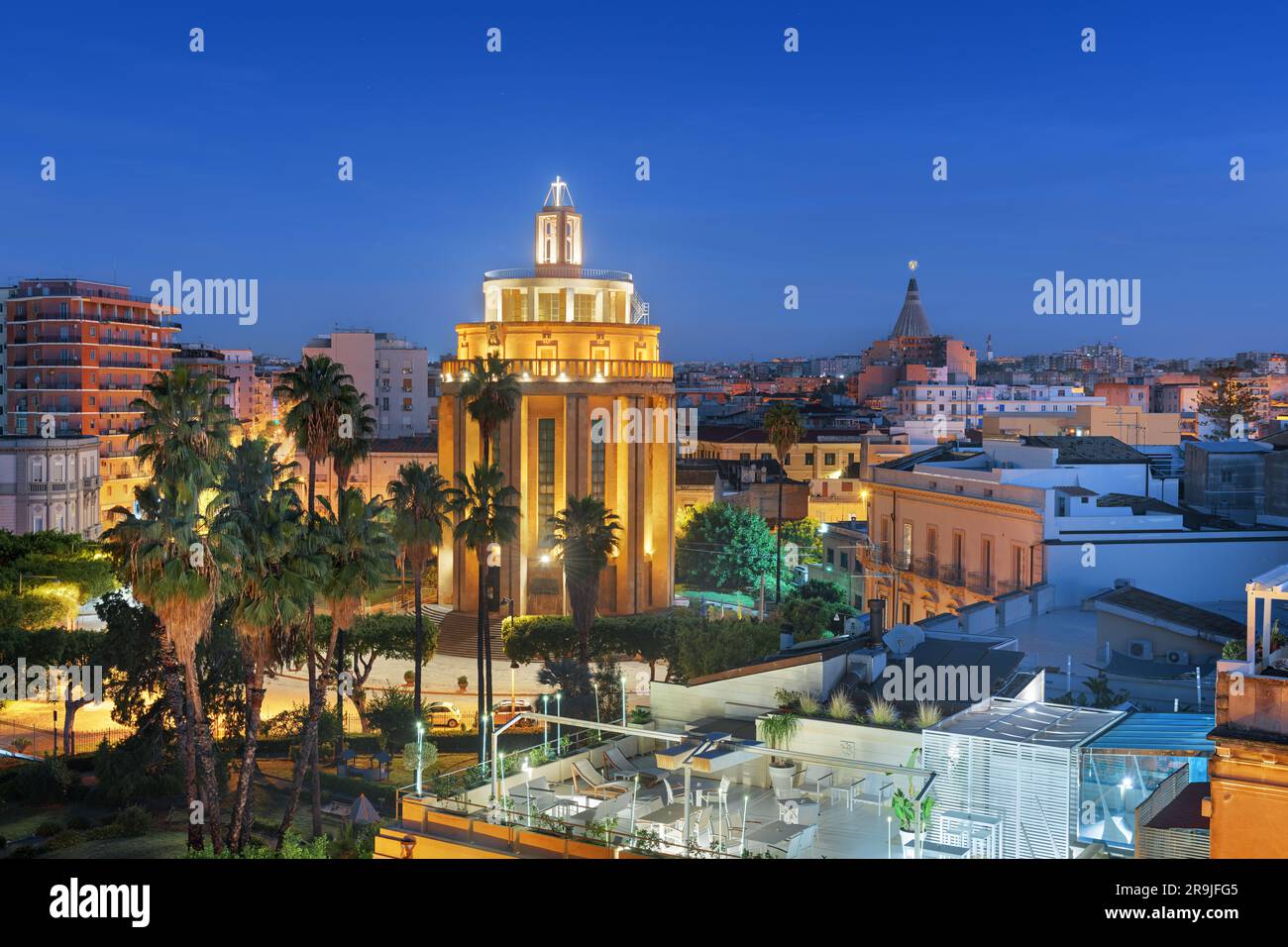 Syracuse, Sicily cityscape view at dawn. Stock Photo