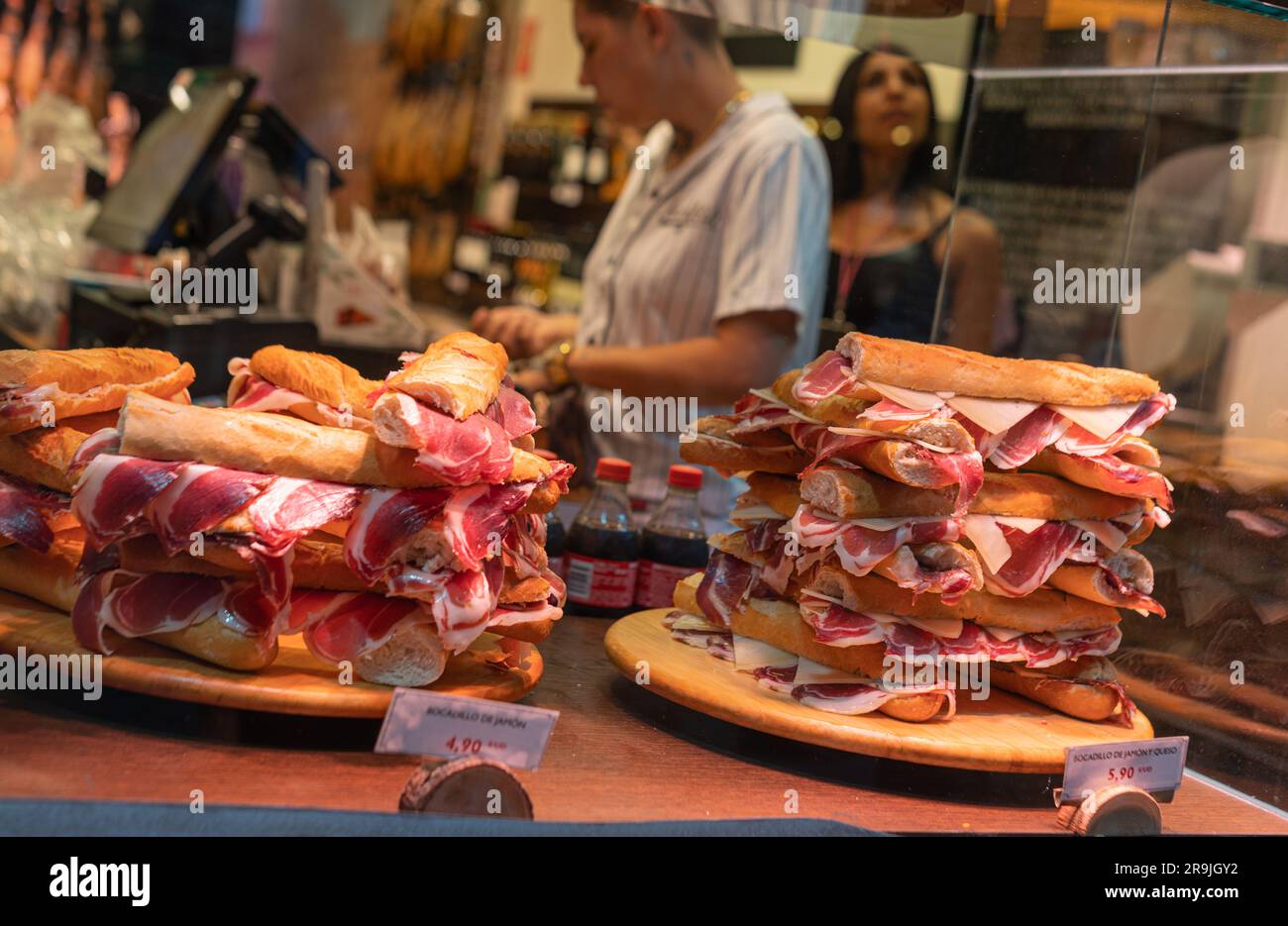 Traditional spanish sandwiches in cafe Stock Photo Alamy