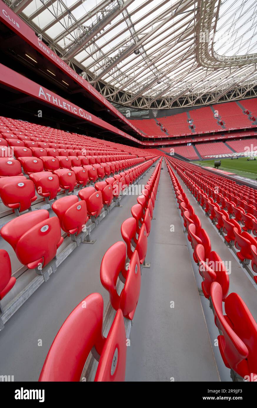 At the tribunes of San Mames arena - the official home ground of FC Athletic Bilbao, Spain Stock Photo
