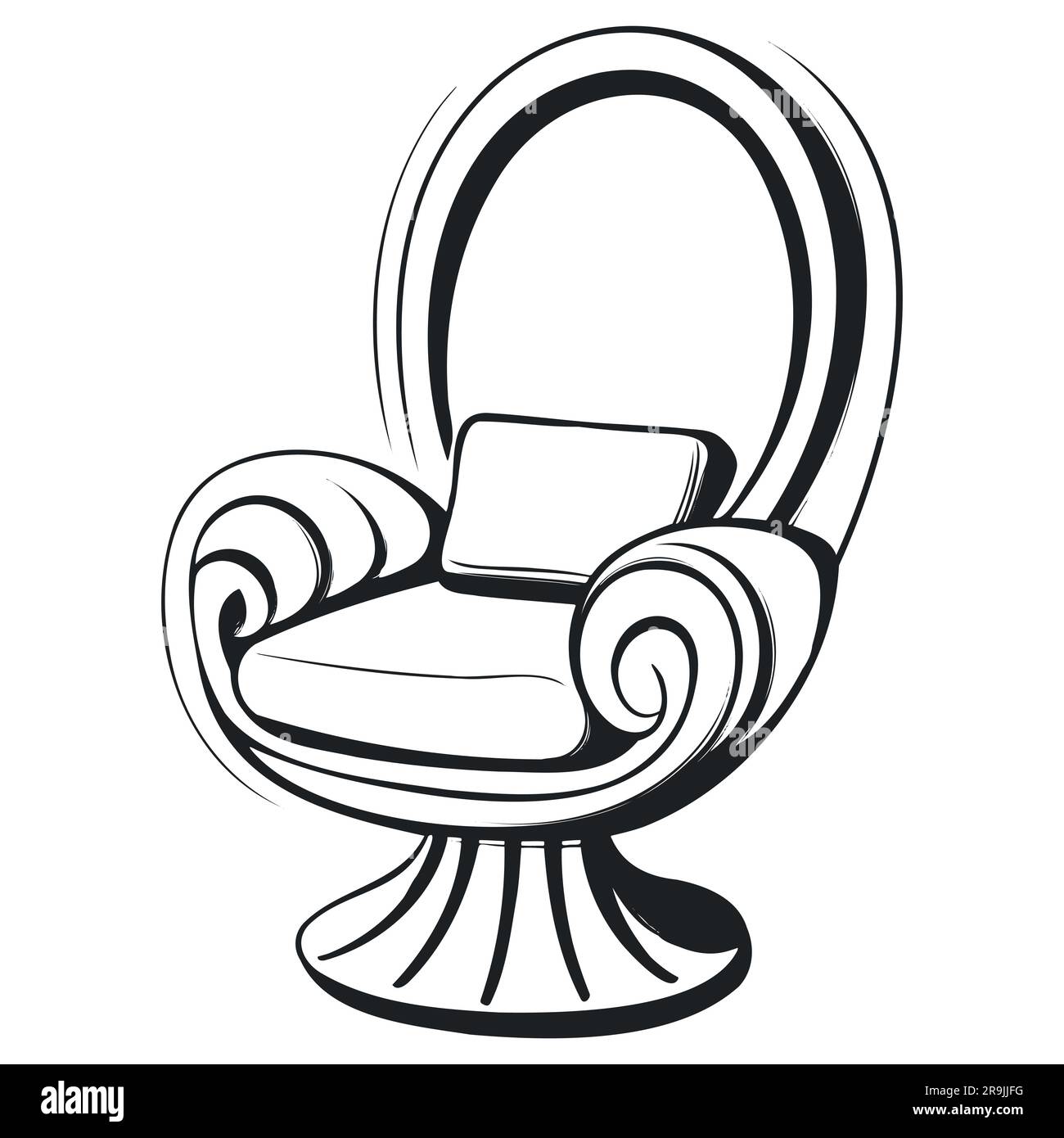 Modern furniture. Simple linear silhouette of a comfortable chair